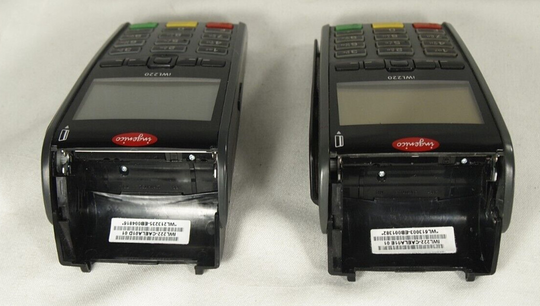Lot 2 Ingenico iWL200 Card Terminal AsIs Parts or Repair Incomplete+Power Cables