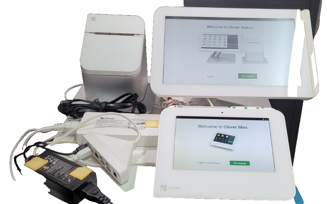 Clover Station 1.0 POS System C100 w/Cash Register, Printer P100, Mini WiFi C300