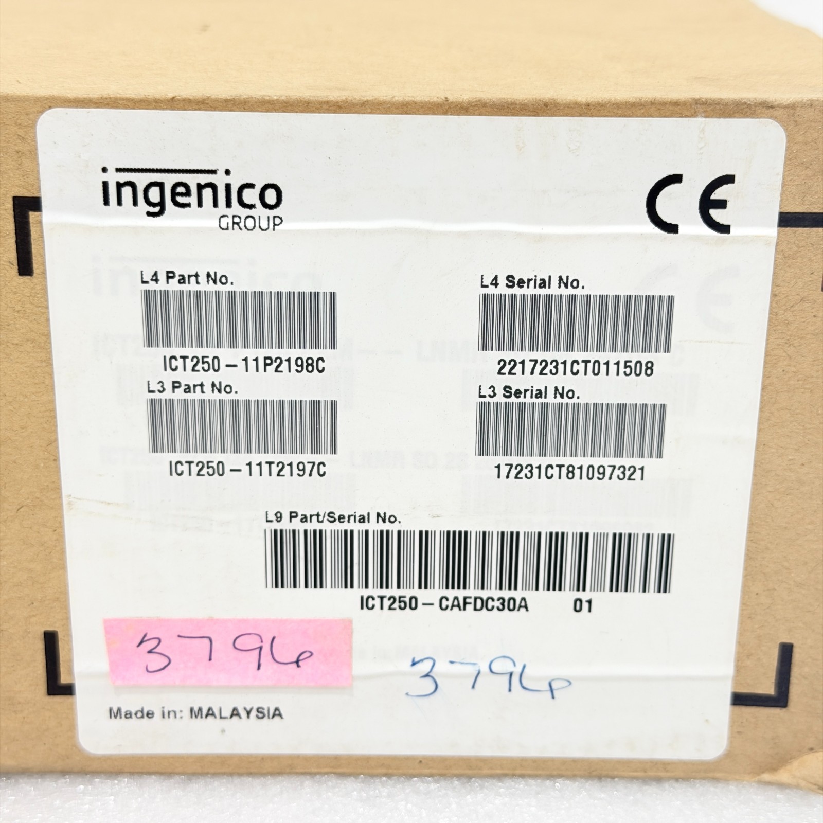 INGENICO ICT250 PAYMENT TERMINAL PIN PAD COUNTERTOP CARD READER KIT