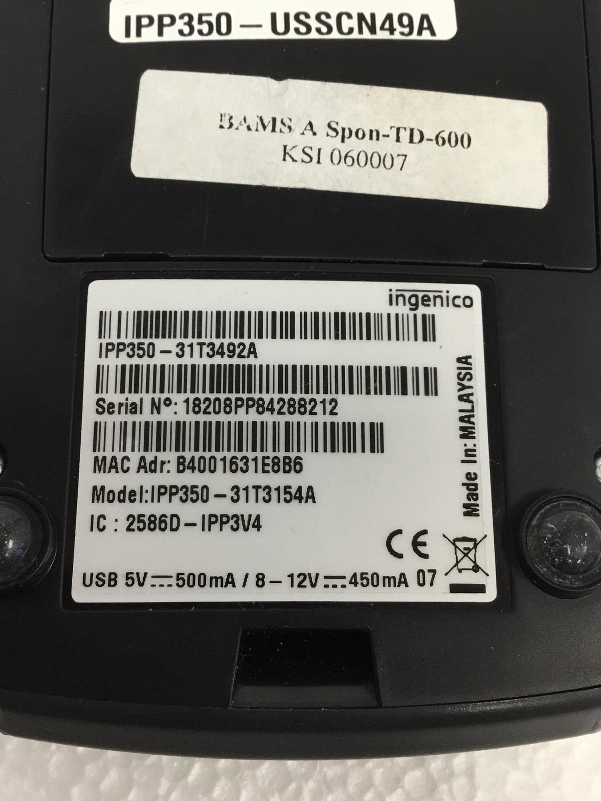 5x INGENICO IPP350-31T3154A Credit Card Machine, WORKING, FREE SHIPPING