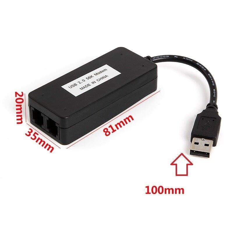 Dual RJ11 Ports USB 56K External Dial Up Voice Fax Data Modem Win 7/8/10 USA*