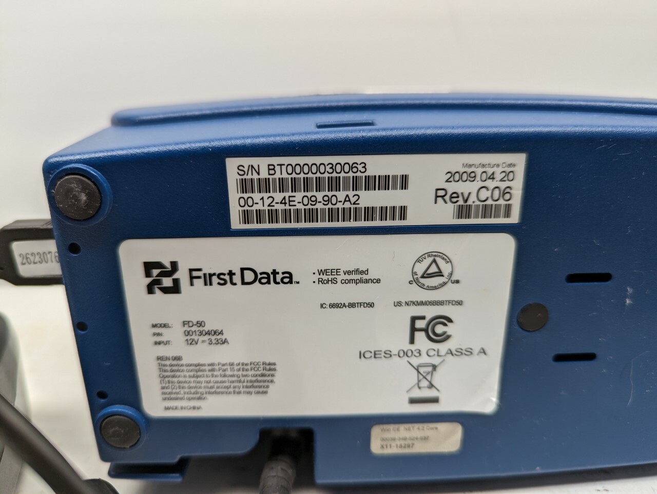 First Data credit card machine and pin pad FD50