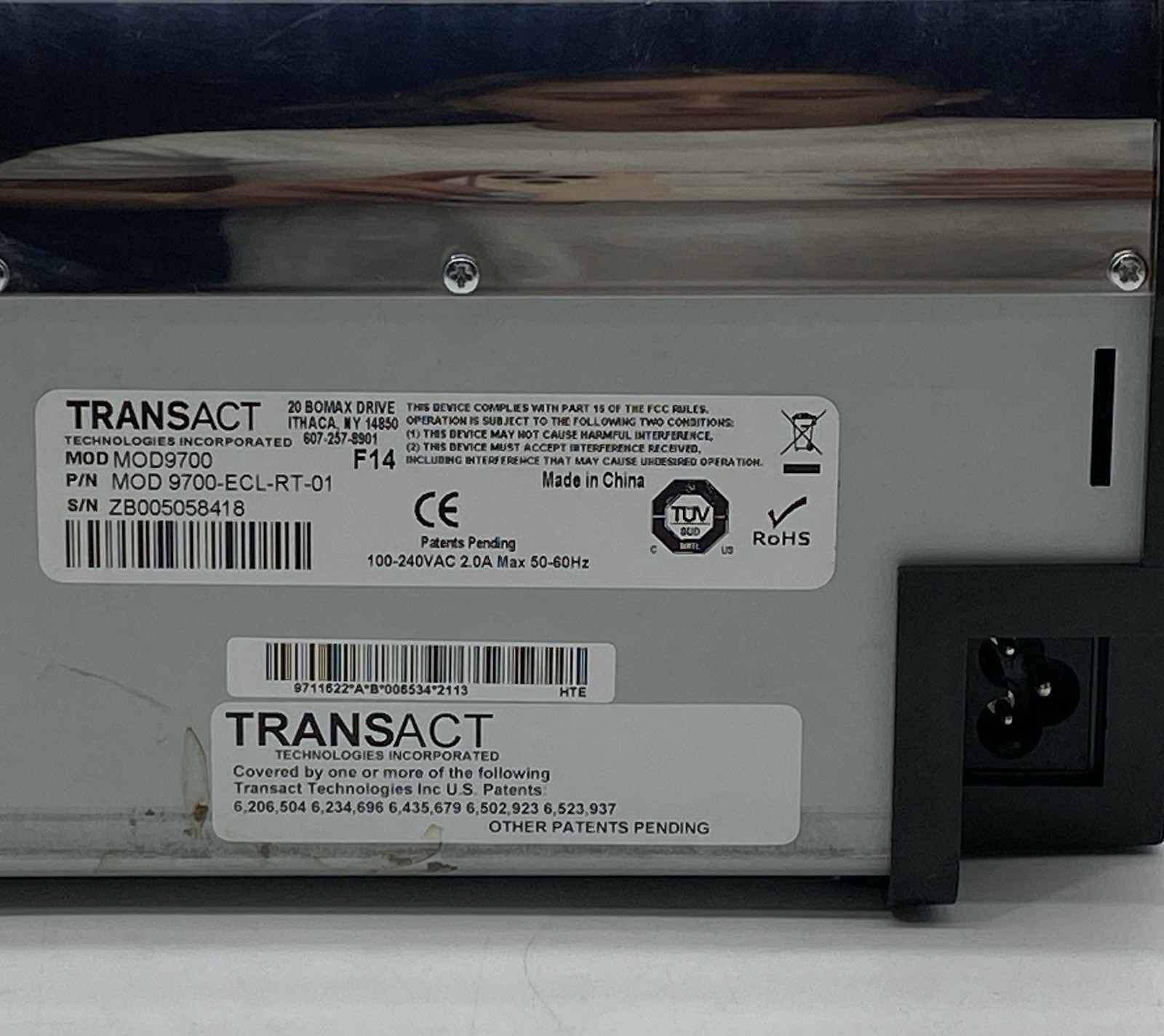 TransAct AccuDate Model MOD9700 Receipt Printer *AS IS * W/Power Supply