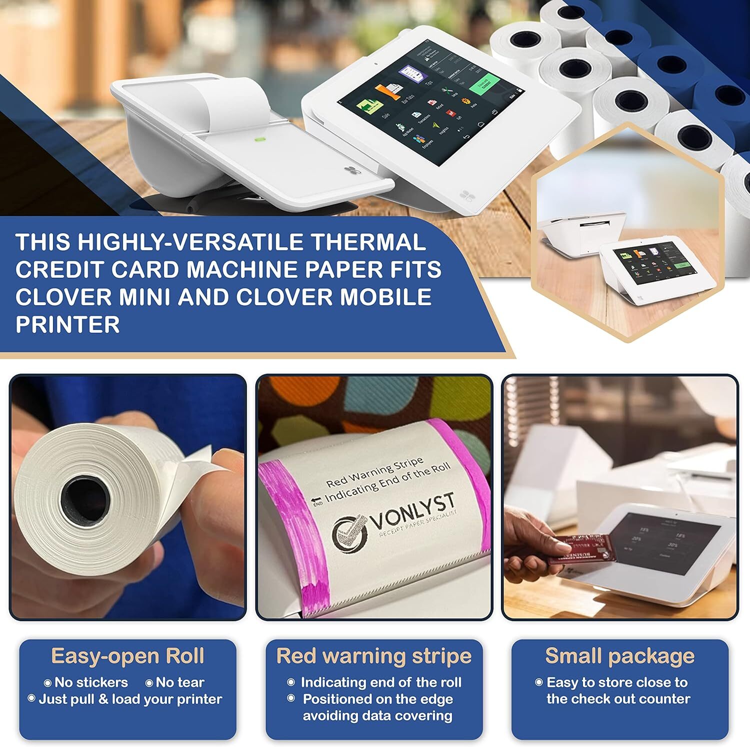 Receipt Paper For Clover Mini And Clover Mobile Thermal Printer 2 1/4 X
