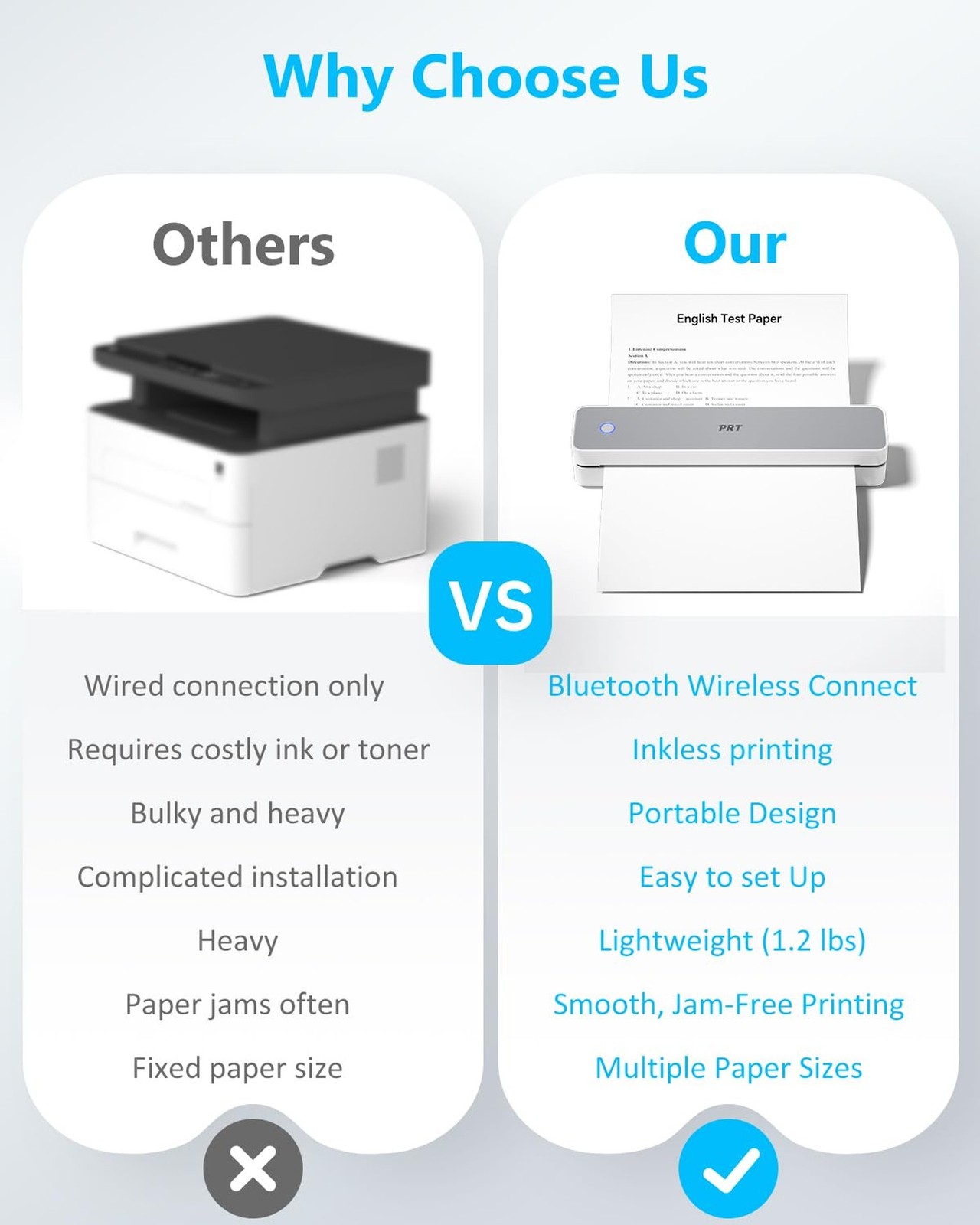 PRT Inkless Portable Printer for Travel, Wireless Thermal Printer Support 8.5…