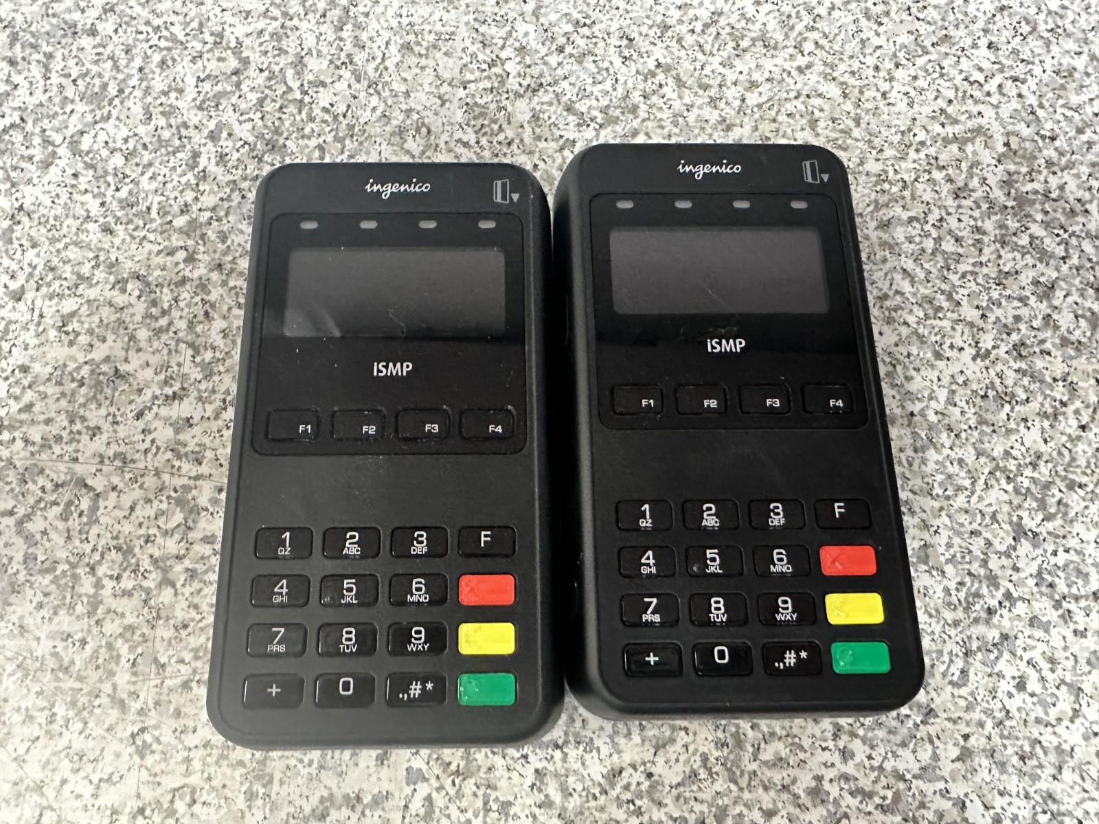 Lot of 2 Ingenico ISMP4 Card Reader w/ Barcode Scanner IMP627-11P3554C