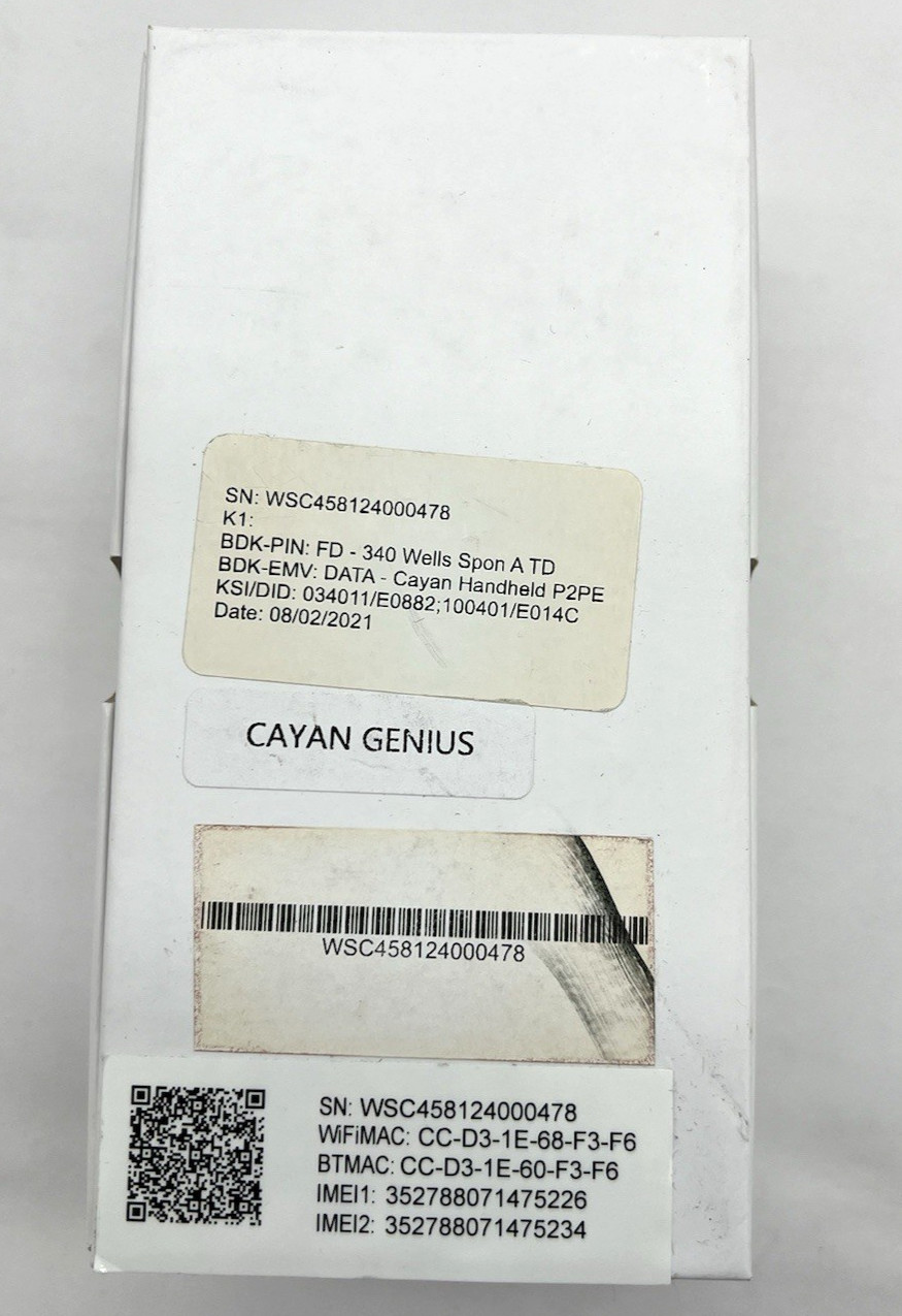 Genius Powered by bbpos Wireless Handheld Device Credit Card Reader 034011/E0882