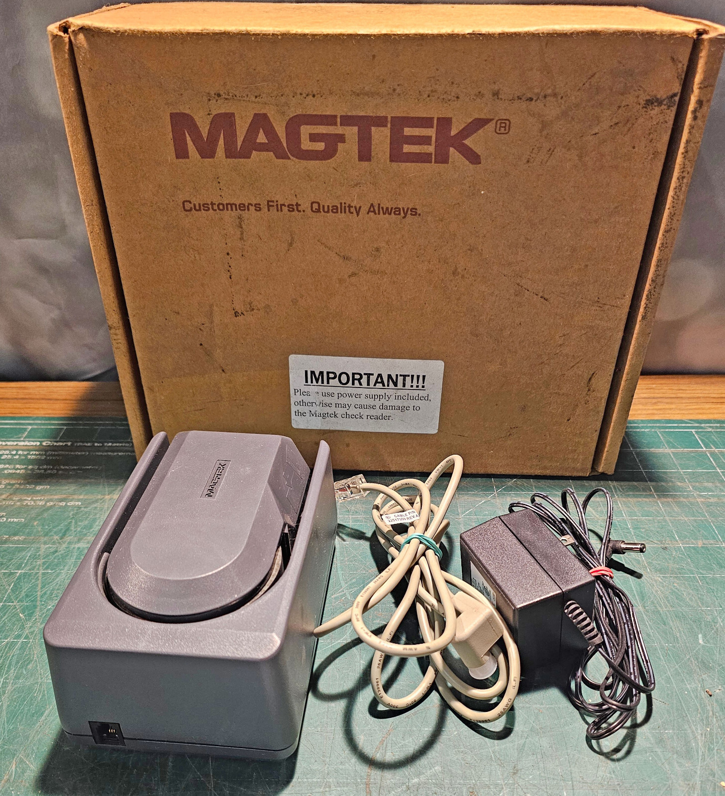 MagTek Mini MICR Check Reader (PN 22522003) + AC Adapter and connecting Cable