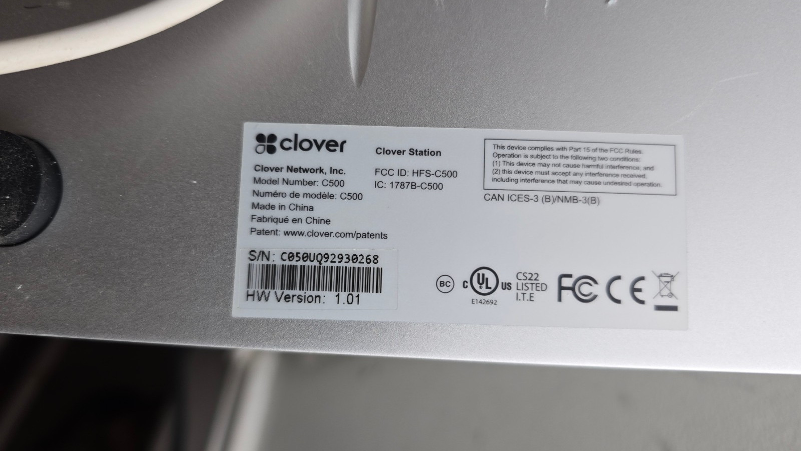 Clover Station C500 Point of Sale POS System P550 Printer HUB & Power | Reset