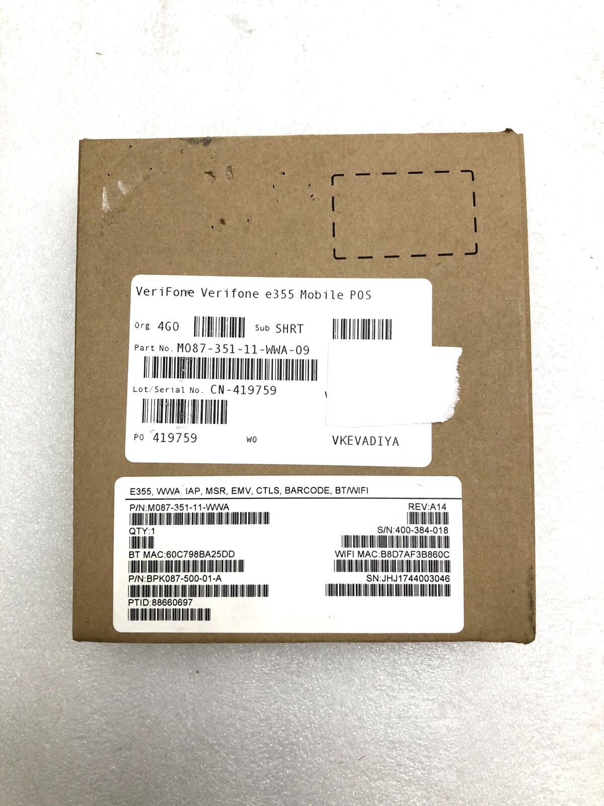 Verifone E355 Mobile Payment Terminal Device ONLY