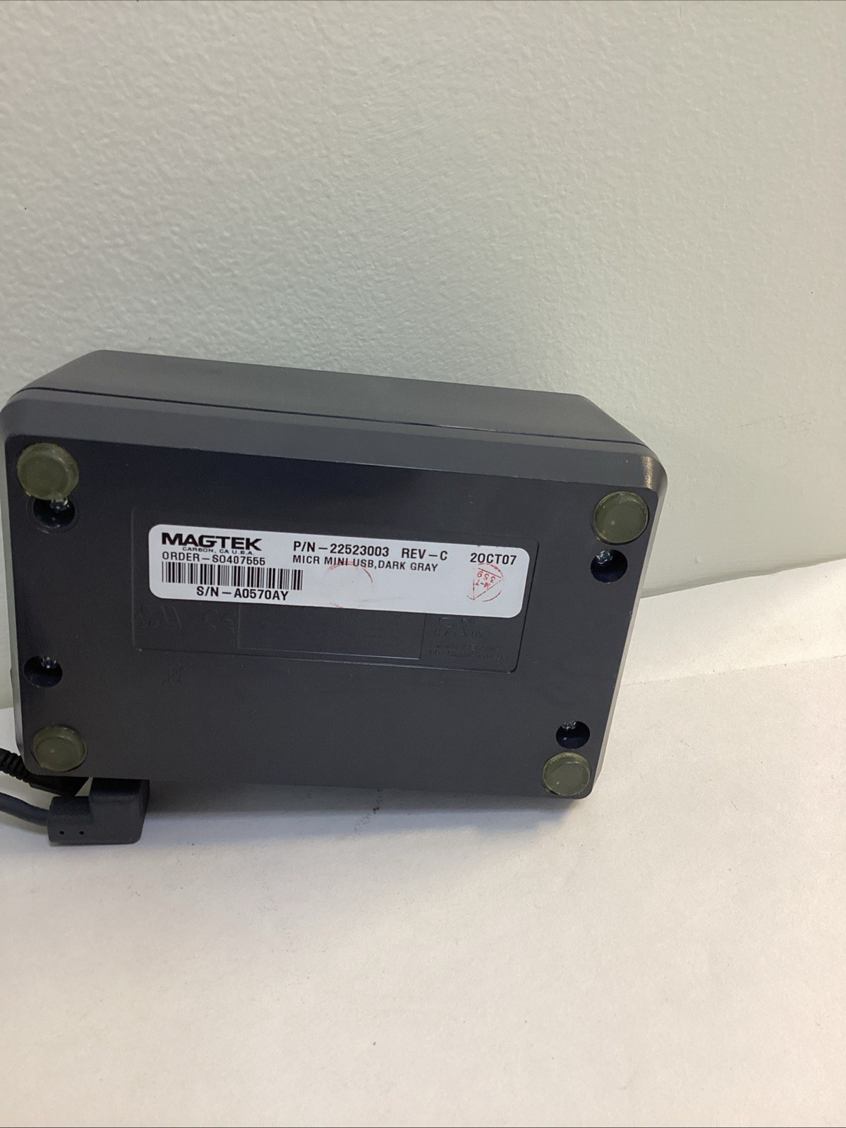 MAGTEK MICR MINI RS232 XT/PS2 Check Reader w/AC Adapter P/N 22522003