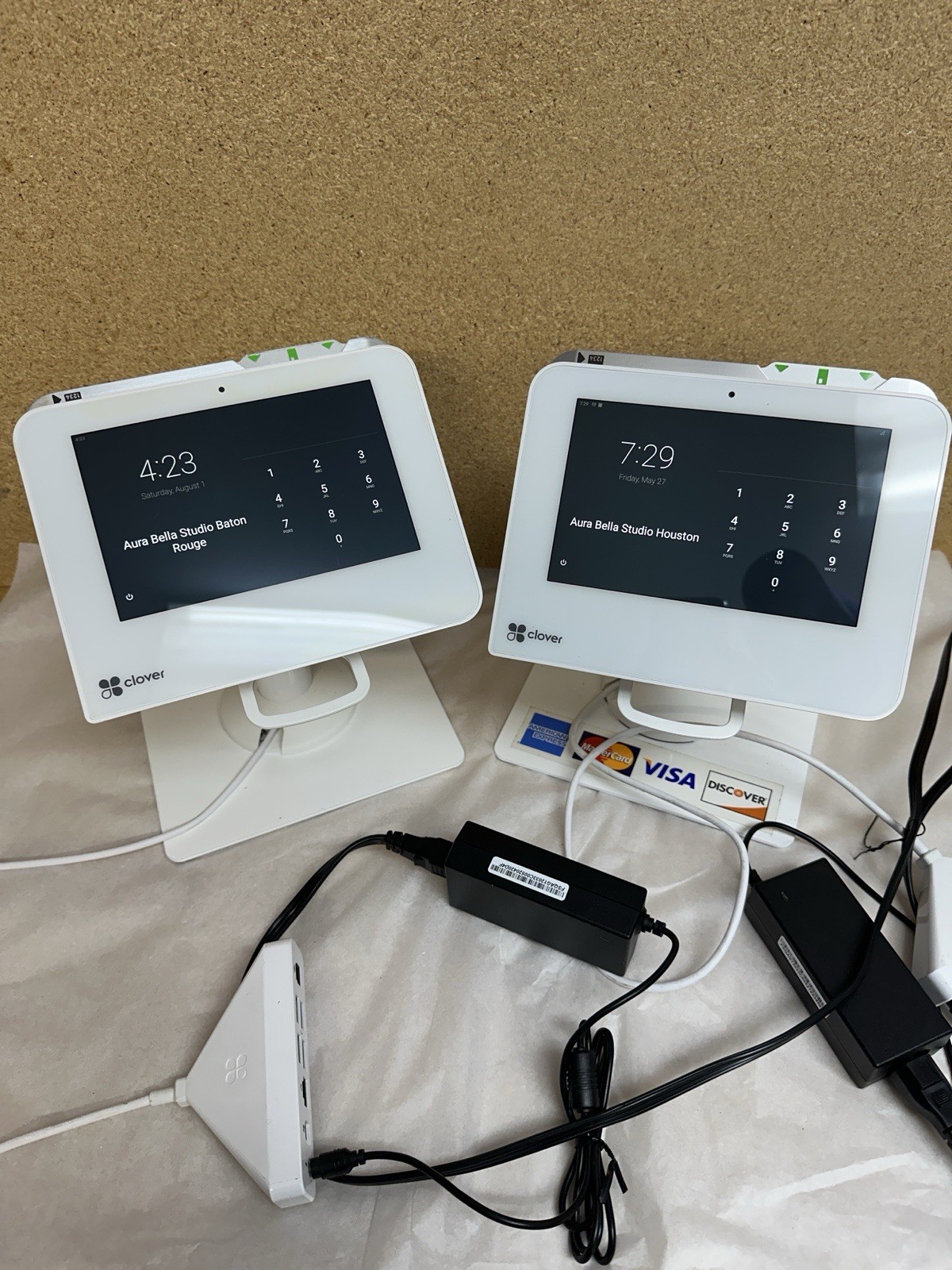 2 CLOVER Mini 2nd Generation C302U Credit Card Reader POS System PASSWORD LOCKED