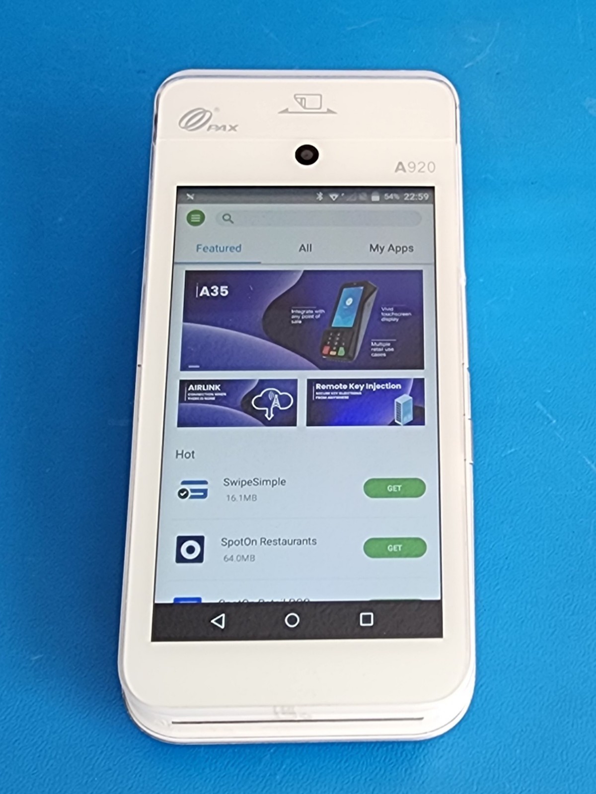 PAX A920 Android Based POS Payment Terminal 5″ touchscreen 4G, Wi-Fi with Cable