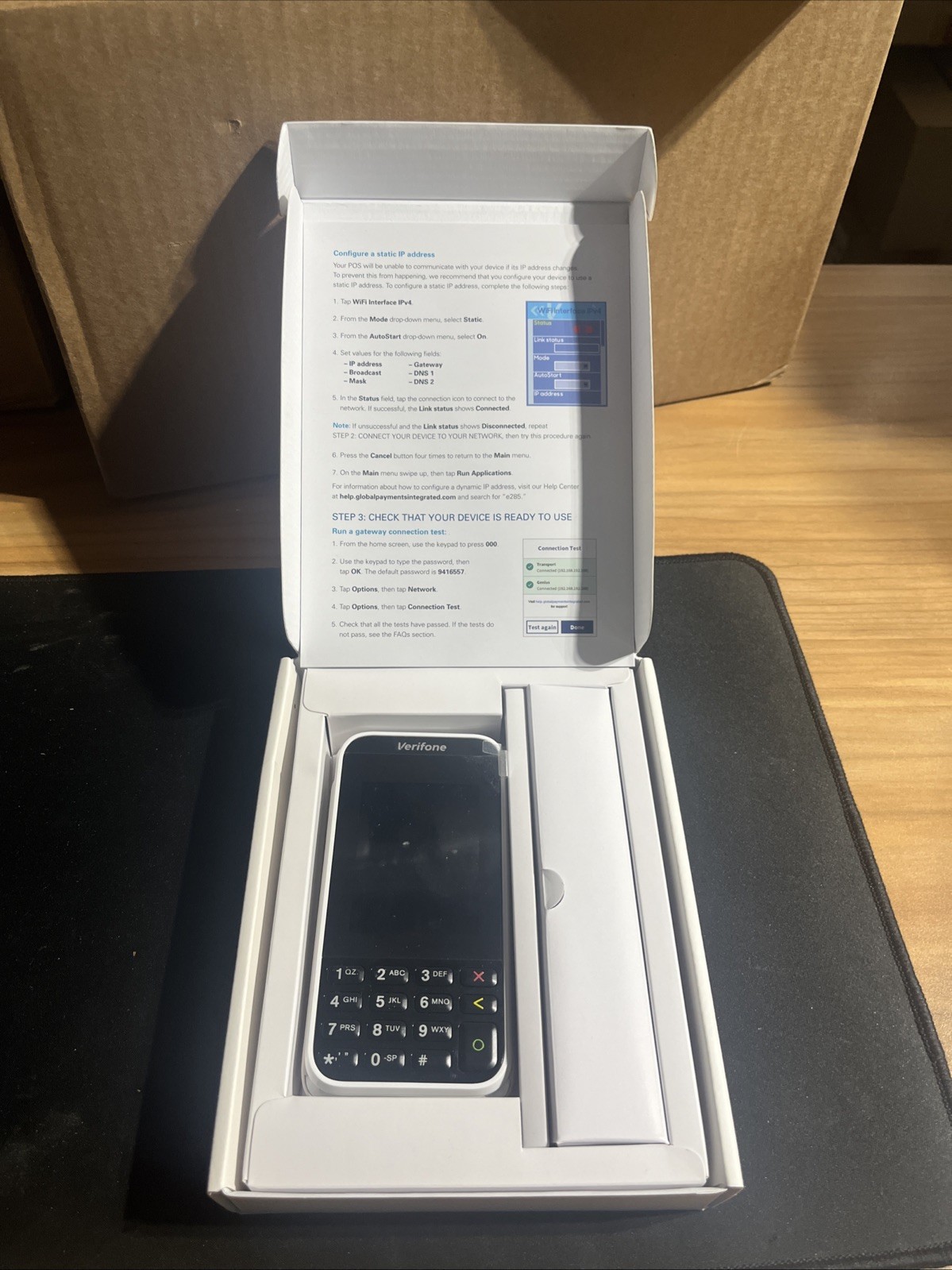 New Verifone E285 M087-500-14-WWA Mobile Payment Device Wi-Fi/BT 512MB