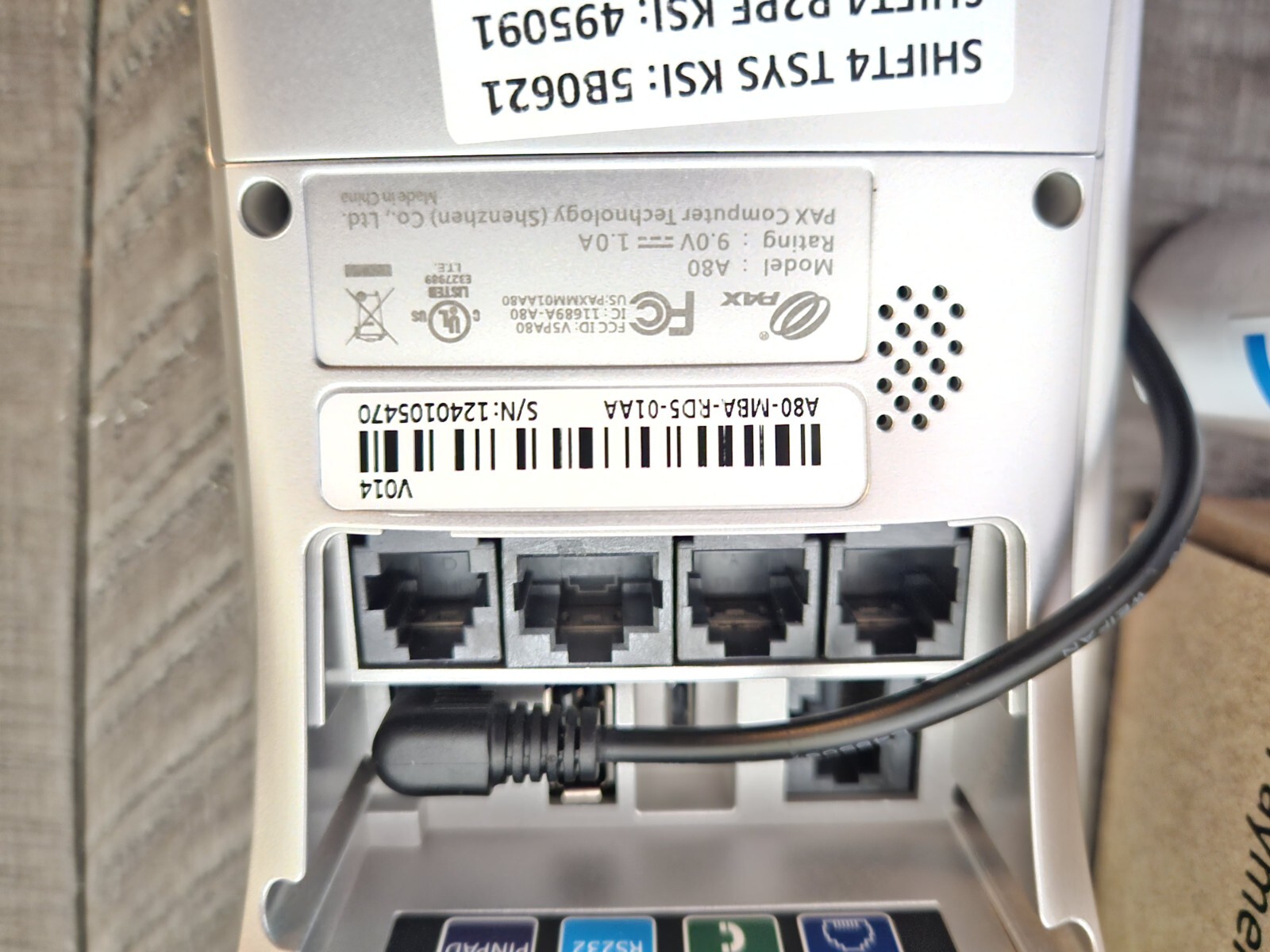 PAX A80-MBA-RD5-01AA COUNTERTOP PAYMENT TERMINAL A80