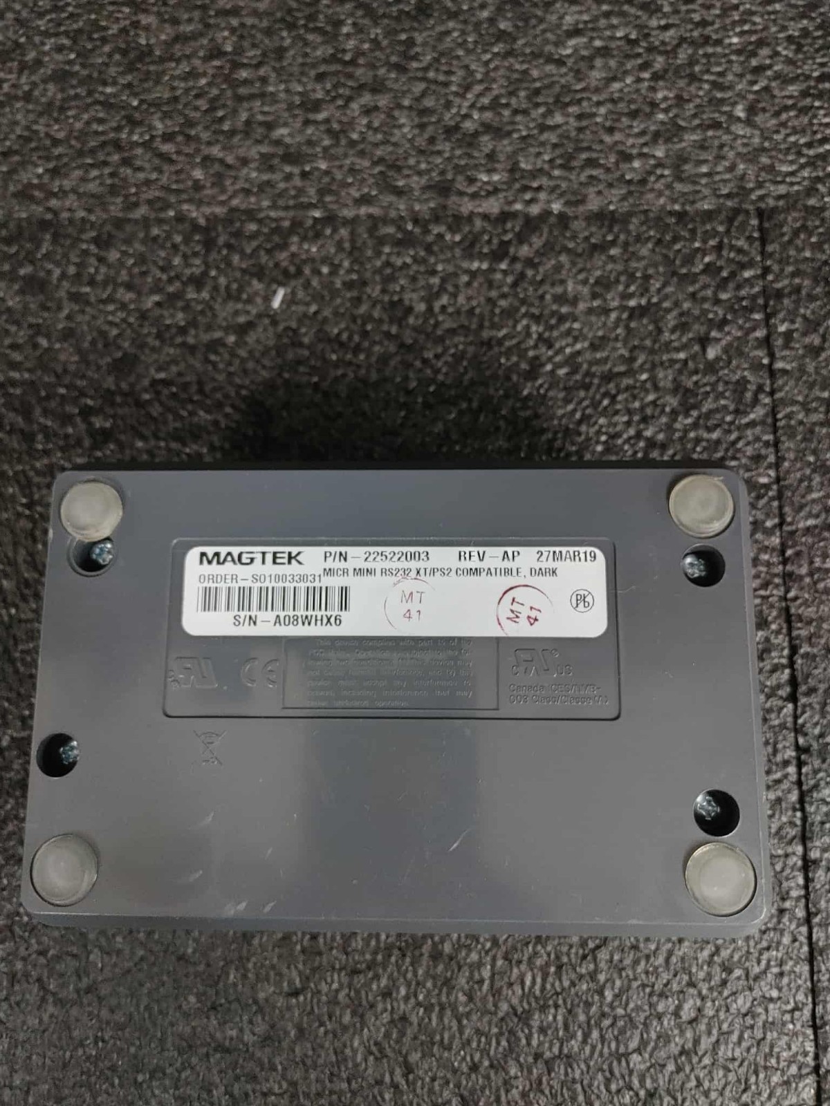 MAGTEK 22522003 MICR MINI RS232 XT/PS2 Compatible Dark No Power Supply