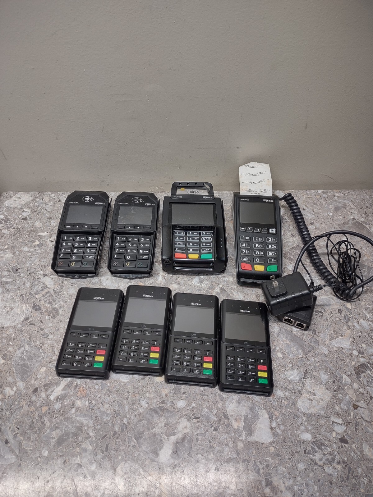 INGENICO Lane 5000-3000-3500-ISMP4 Payment Processing Terminal LOT OF 8