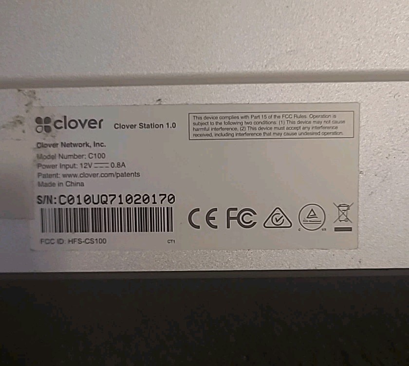 Clover Station 1.0 C100 POS Touchscreen Credit Card Terminal w/ Stand