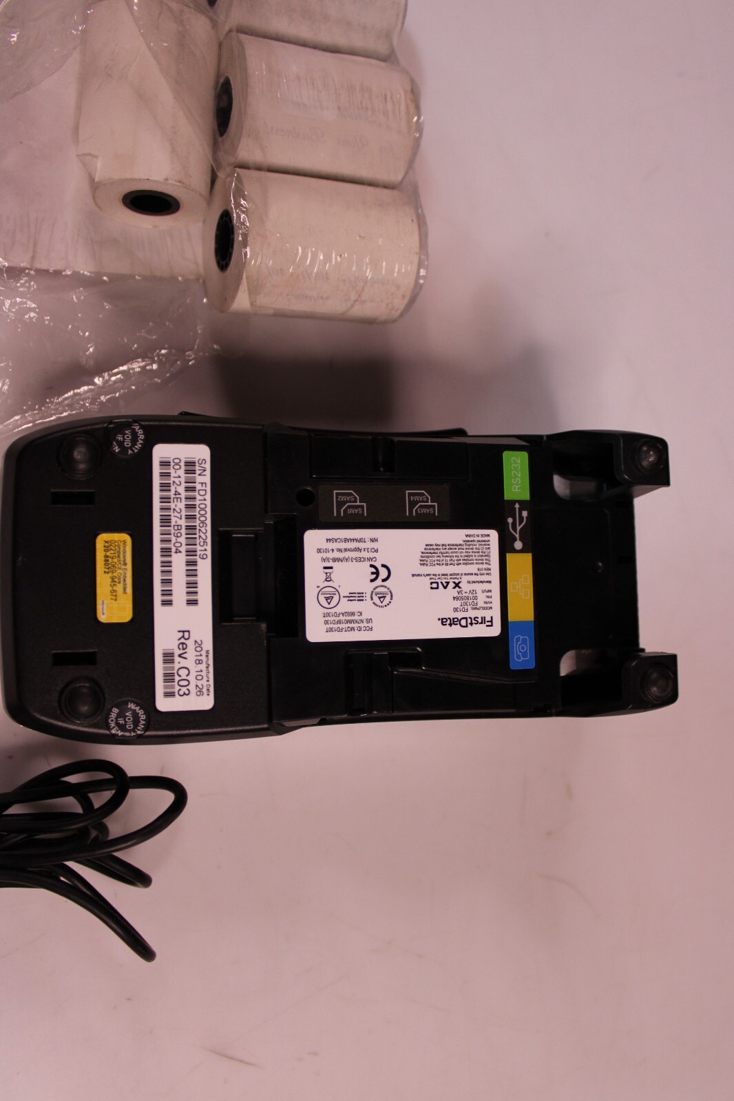 First Data FD 130 Credit Card Terminal W/ Power Cord Free Shipping