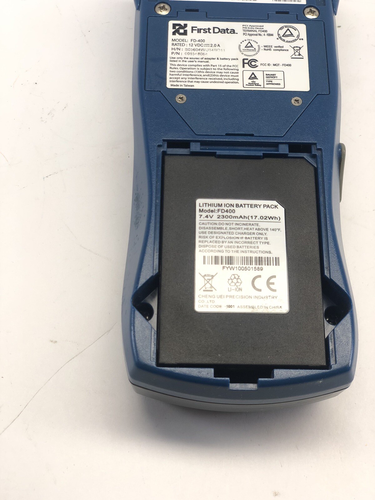 First Data FD-400 Point of Sale Credit Debit Card Machine Terminal No Charger
