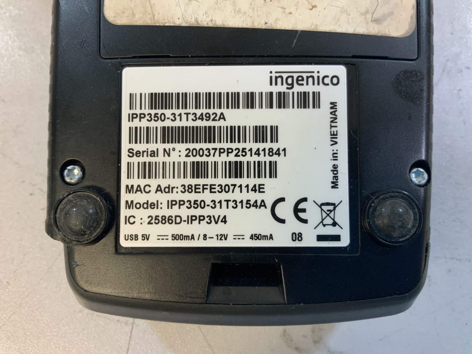 Ingenico IPP350-31T3154A Contactless Credit Card Terminal Black Wireless (C4B*)