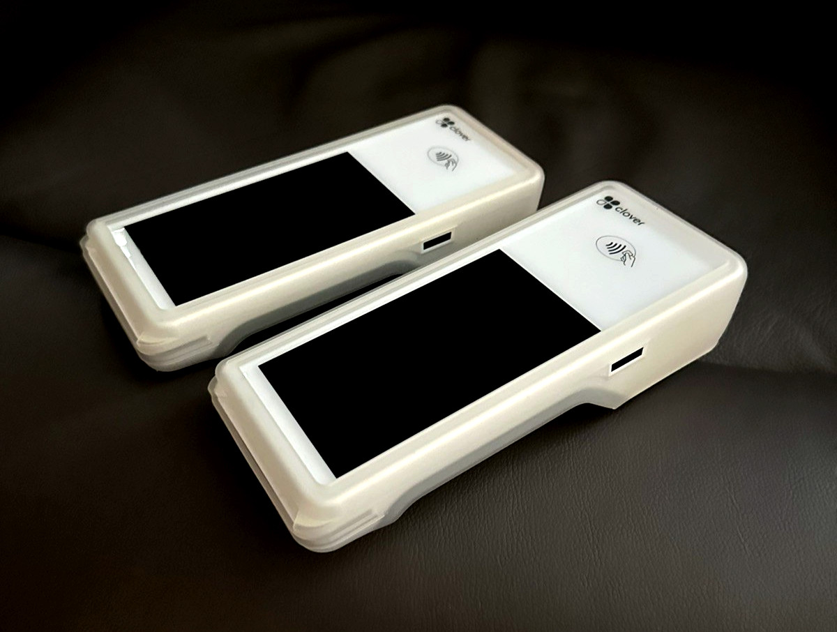 Clover Flex 2 White POS – Lot of 2 – Factory Reset – Protective Grip Case