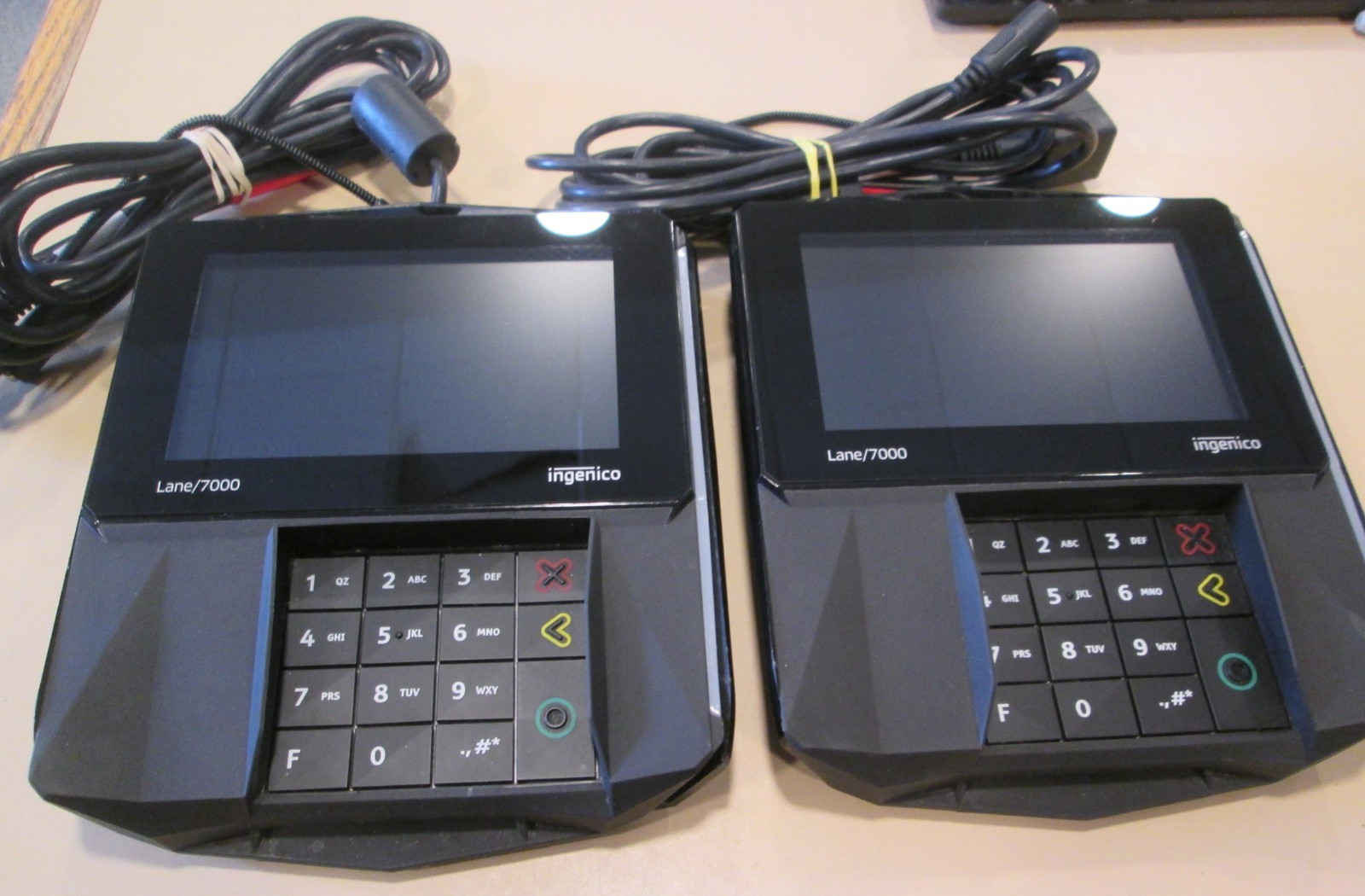 Lot of 2! Ingenico Lane 7000 Signature Capture Payment Terminal & Stylus