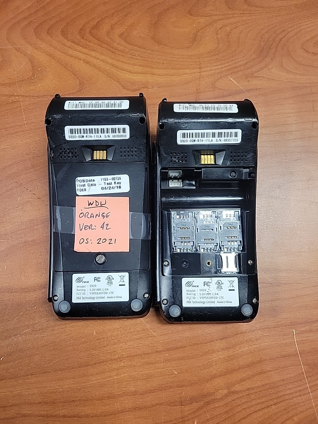 LOT OF 2 PAX S920 Mobile POS Credit Card Terminal
