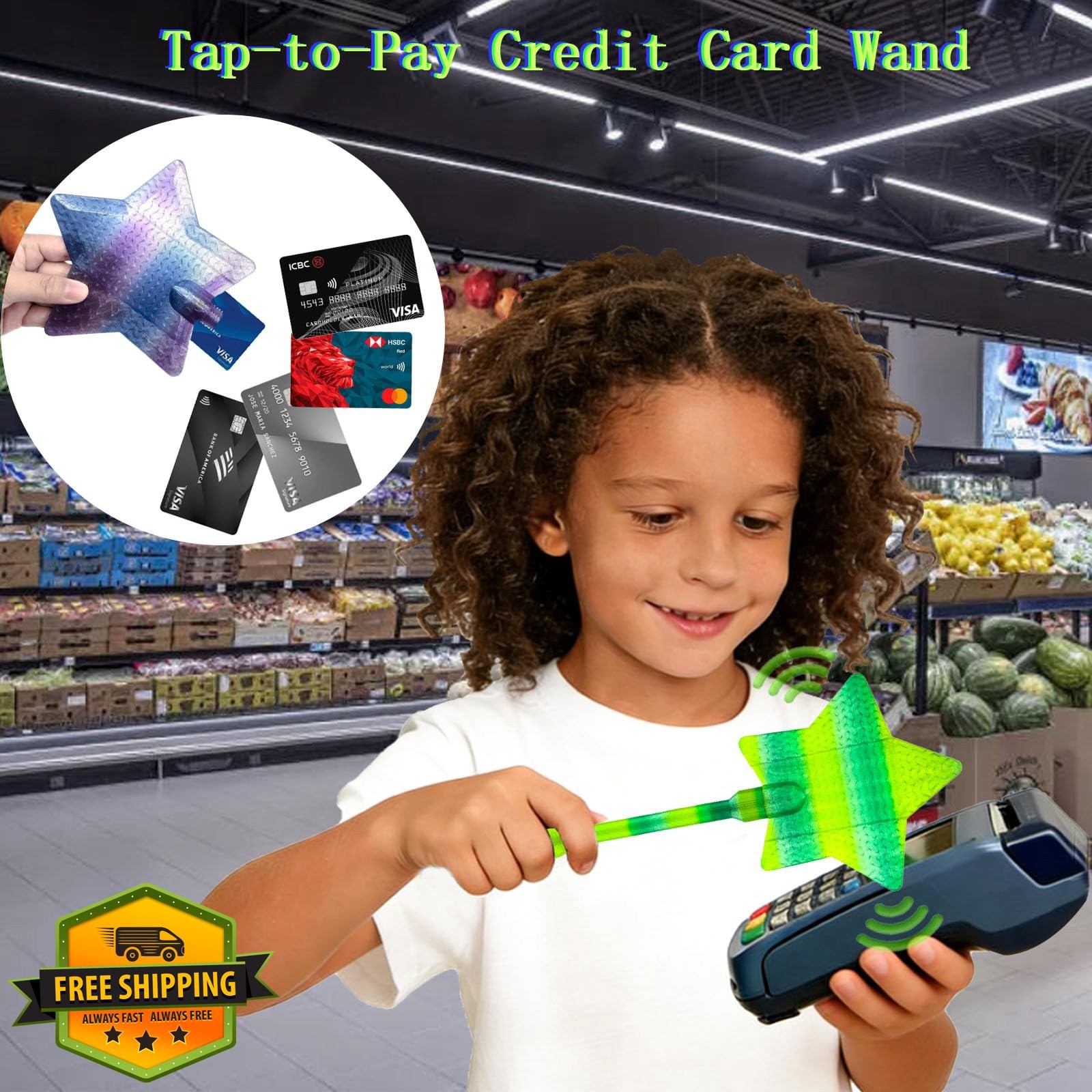 BECUAZC Credit Card Wand Blue Pink