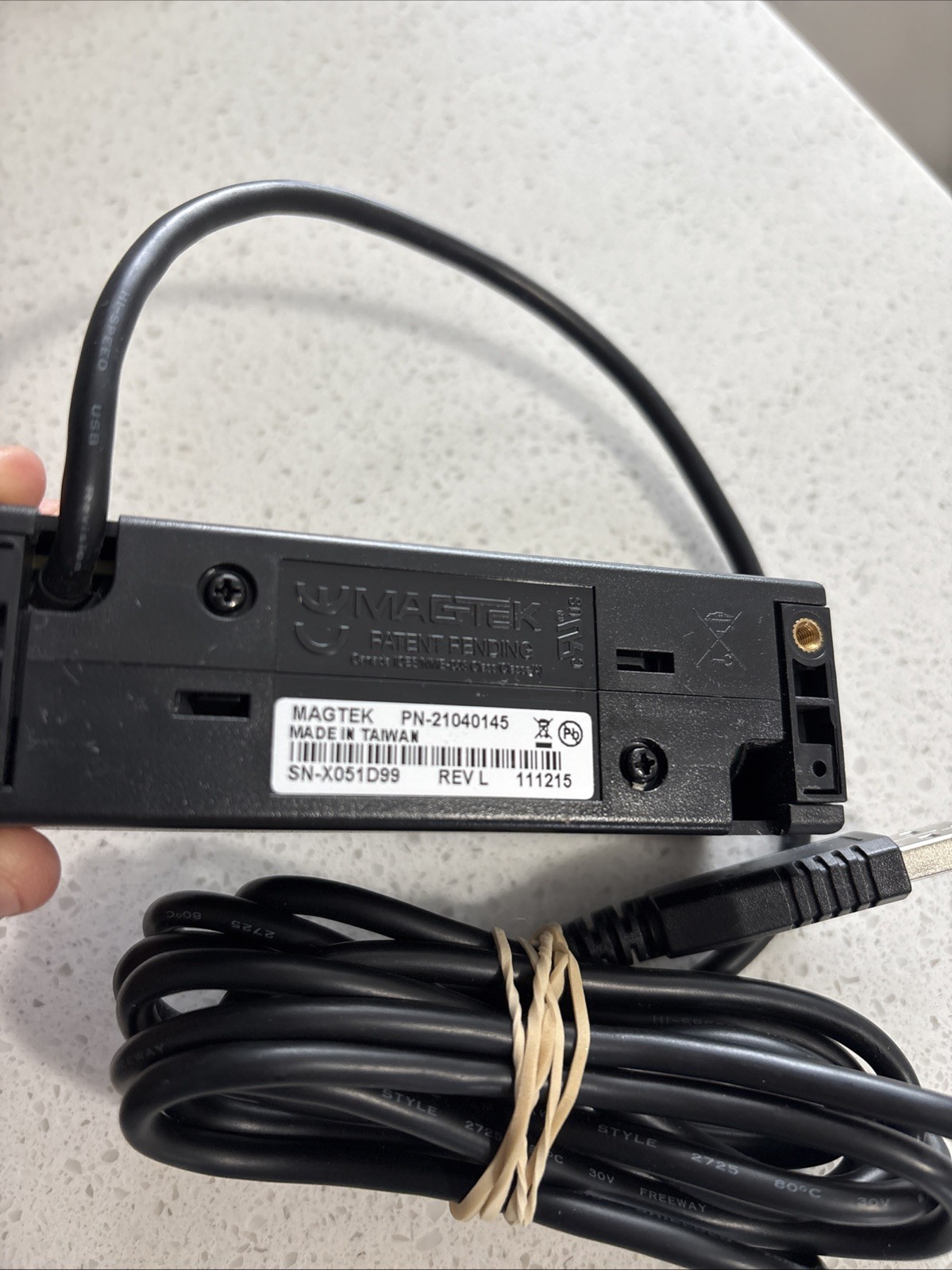 MagTek 21040145 Magnetic Stripe Card Reader with USB Cable EUC