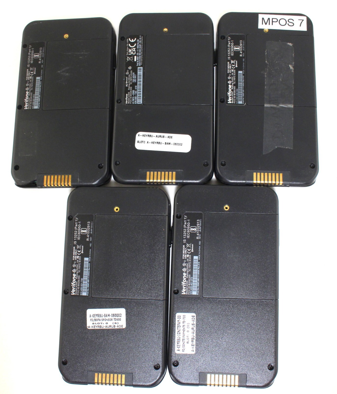 Lot of 5x Verifone e355 WIFI/Bluetooth/Barcode Handheld PoS Scanners