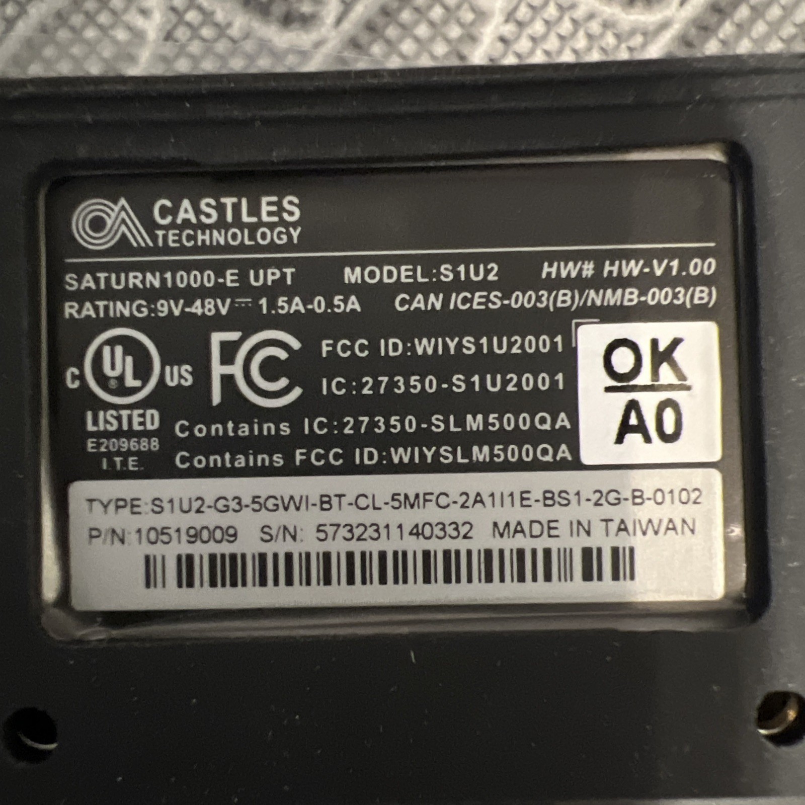 Castles Technology S1U2 Card Reader