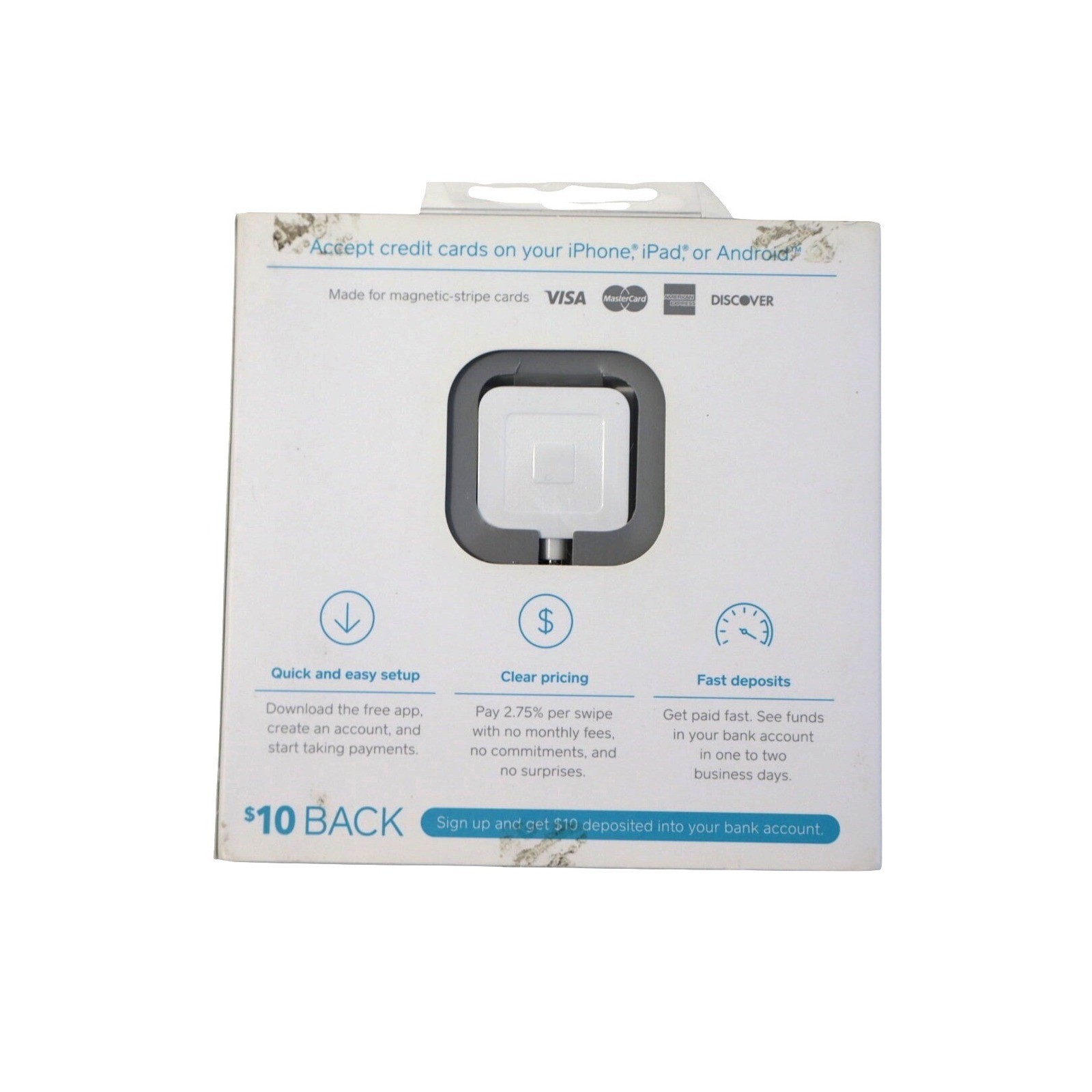 Square Reader for Magstripe Credit Card Payments White 3.5mm Jack New Box Wear
