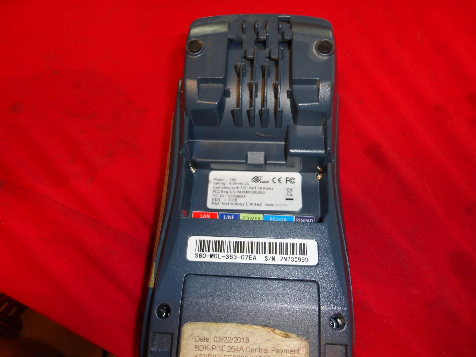 Pax S80 Credit EMV NVC Credit Card Machine NO power adapter TESTED WORKING