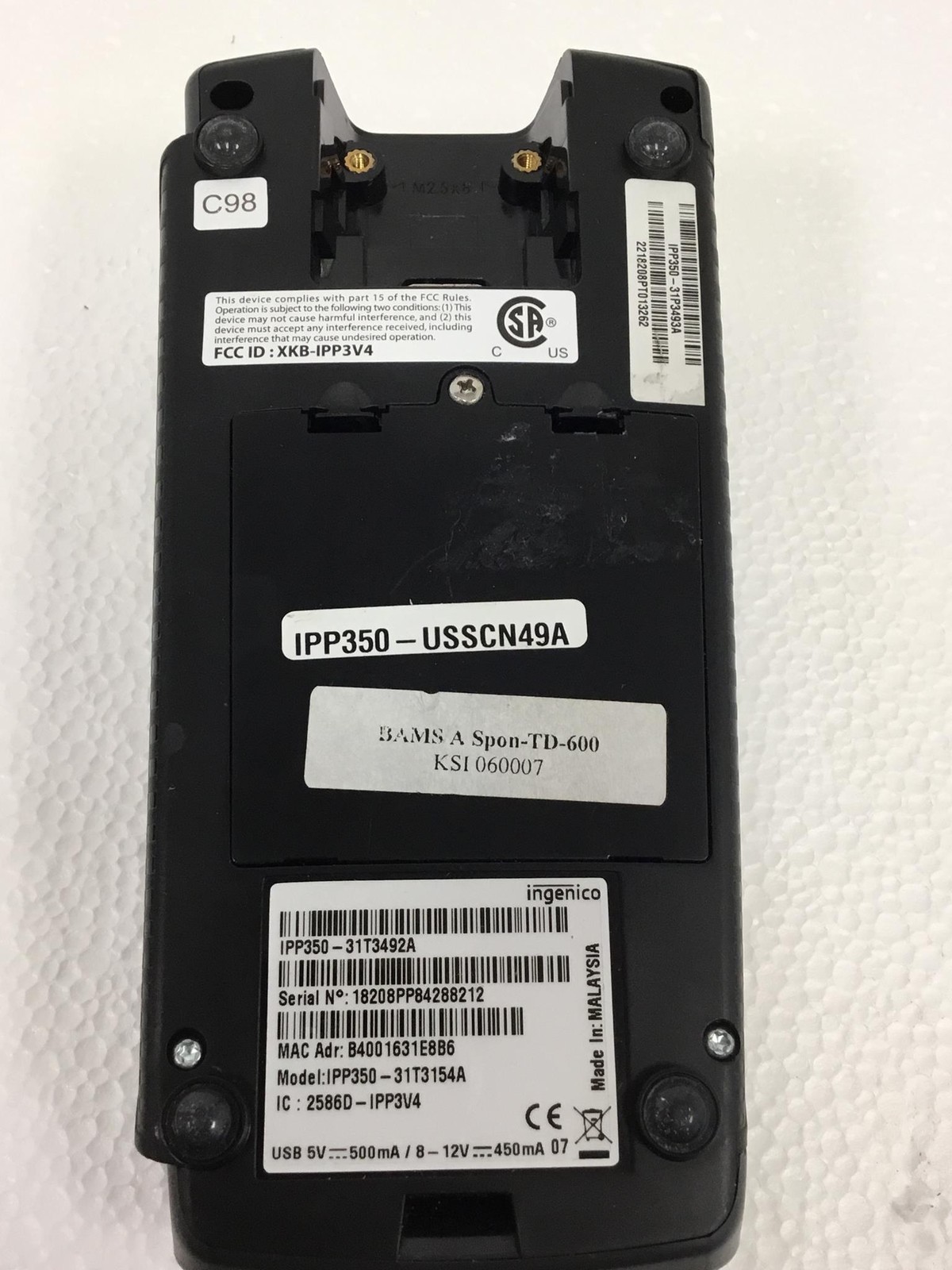 5x INGENICO IPP350-31T3154A Credit Card Machine, WORKING, FREE SHIPPING