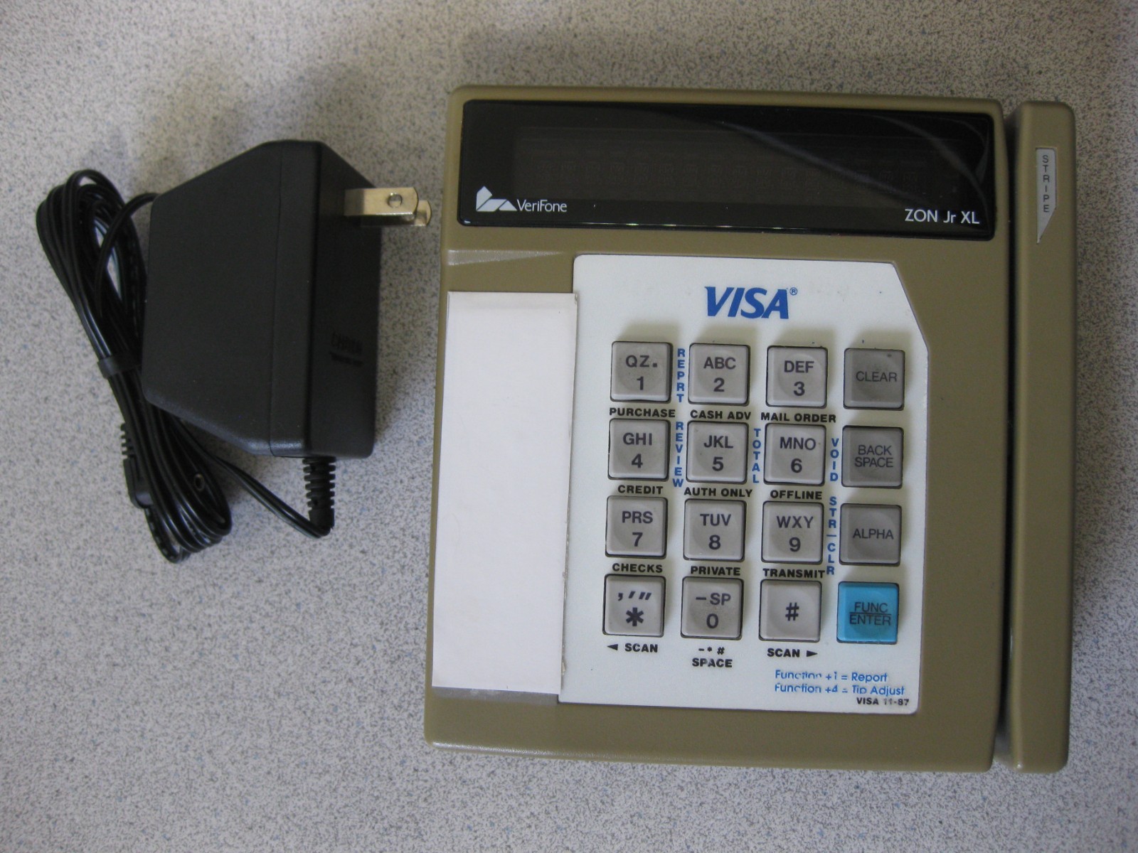 VeriFone Model ZON Jr. XL POS Credit Card Reader Terminal with Power Supply