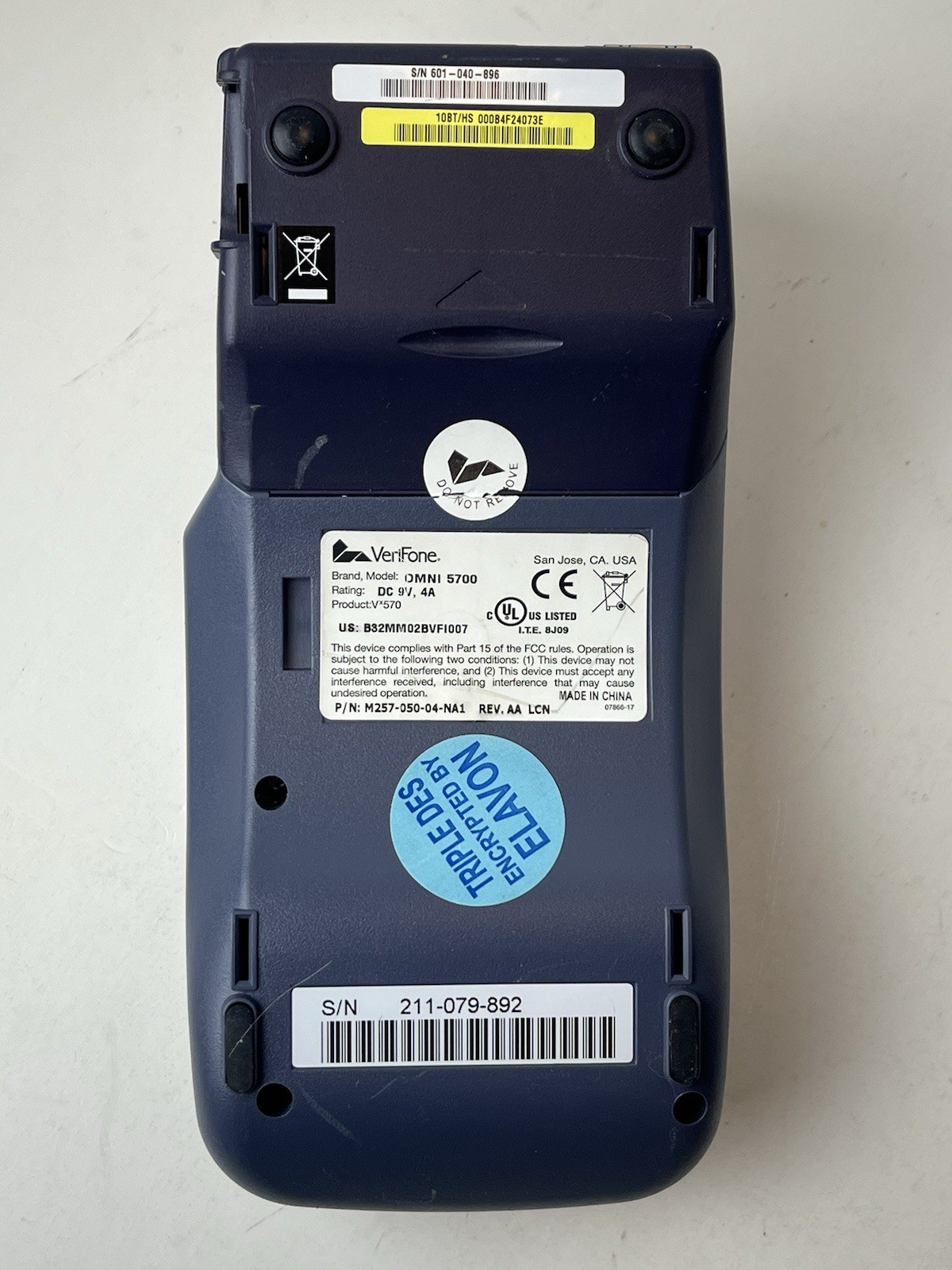 💥VERIFONE VX570 CREDIT CARD OMNI 5700 No Power Cord Untested 1 Day Ship!👍