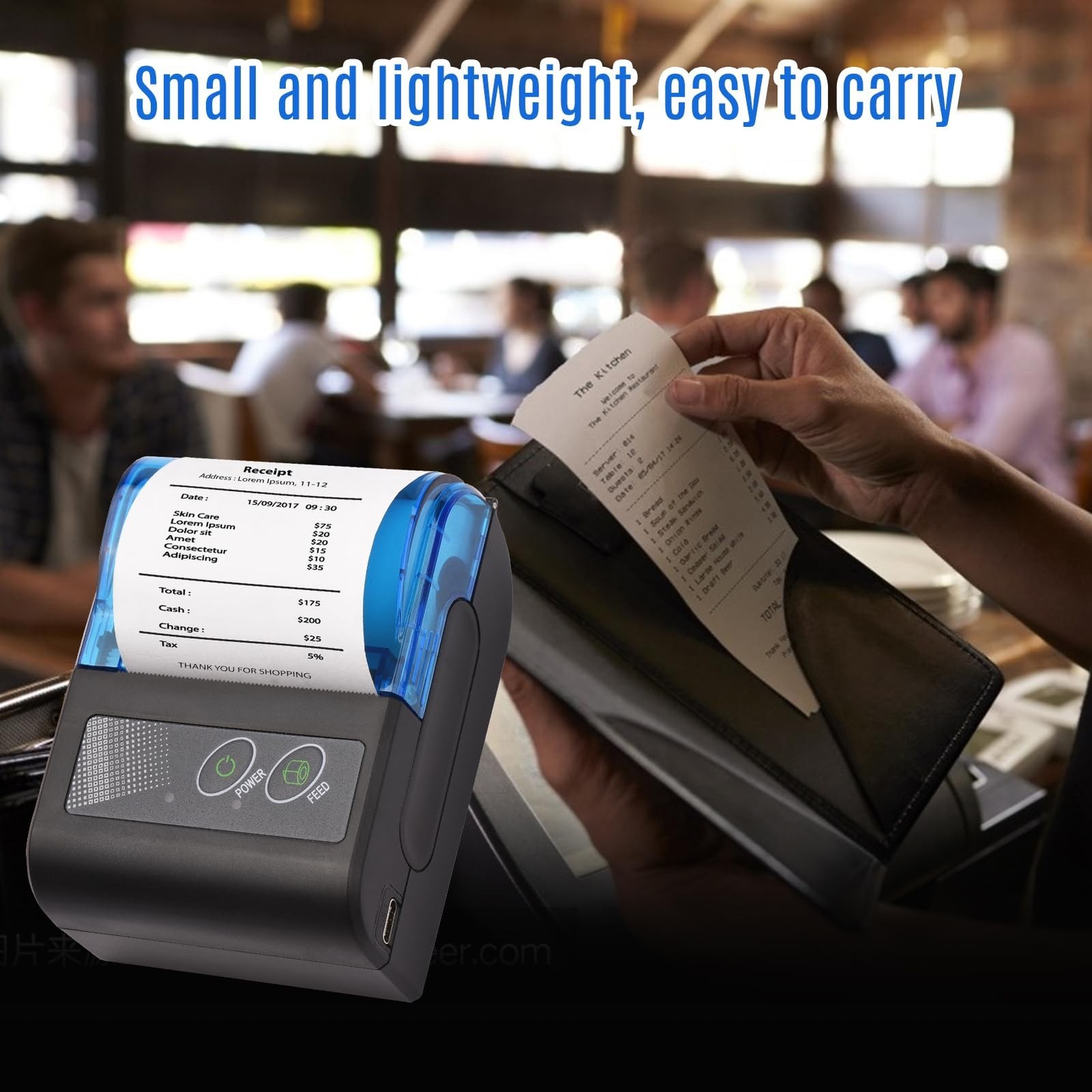 Portable Mini Thermal Printer,Thermal Receipt Printer 2 inch Wireless USB Rec…
