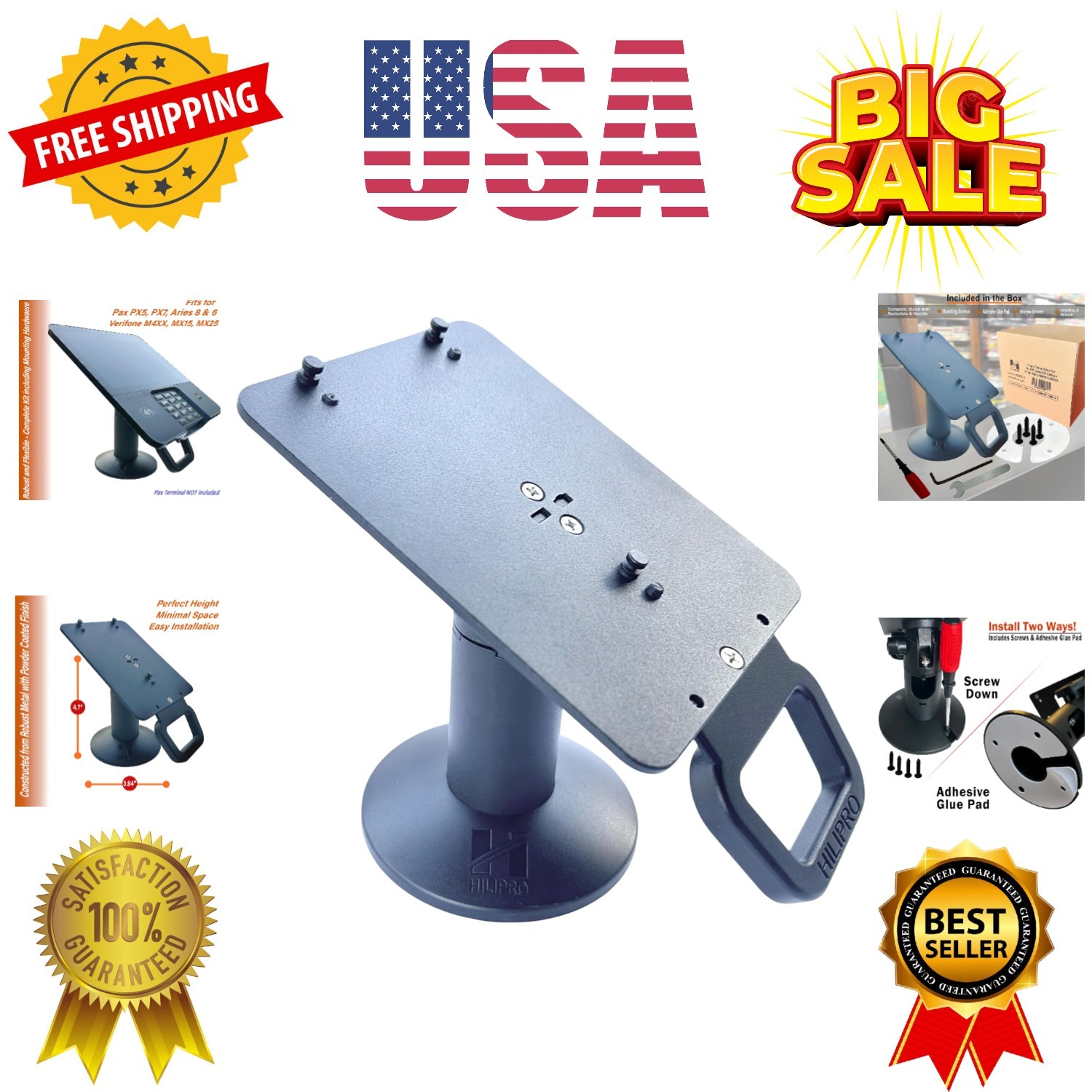Sturdy Metal Swivel Stand for Verifone MX915/MX925, M400, M440, Pax PX5, PX7,…