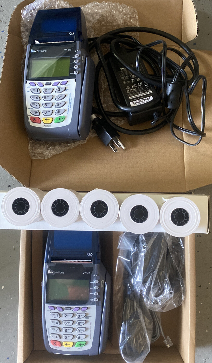 VeriFone VX510 Credit Card Terminal + 7 Rolls Paper – Excellent Cond, New,unused