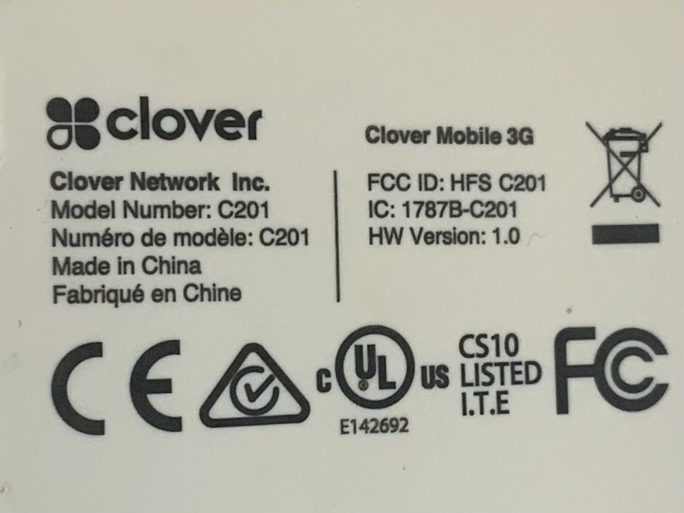 Clover C201 Mobile Portable POS Device Touchscreen Card Reader, White “W2D”