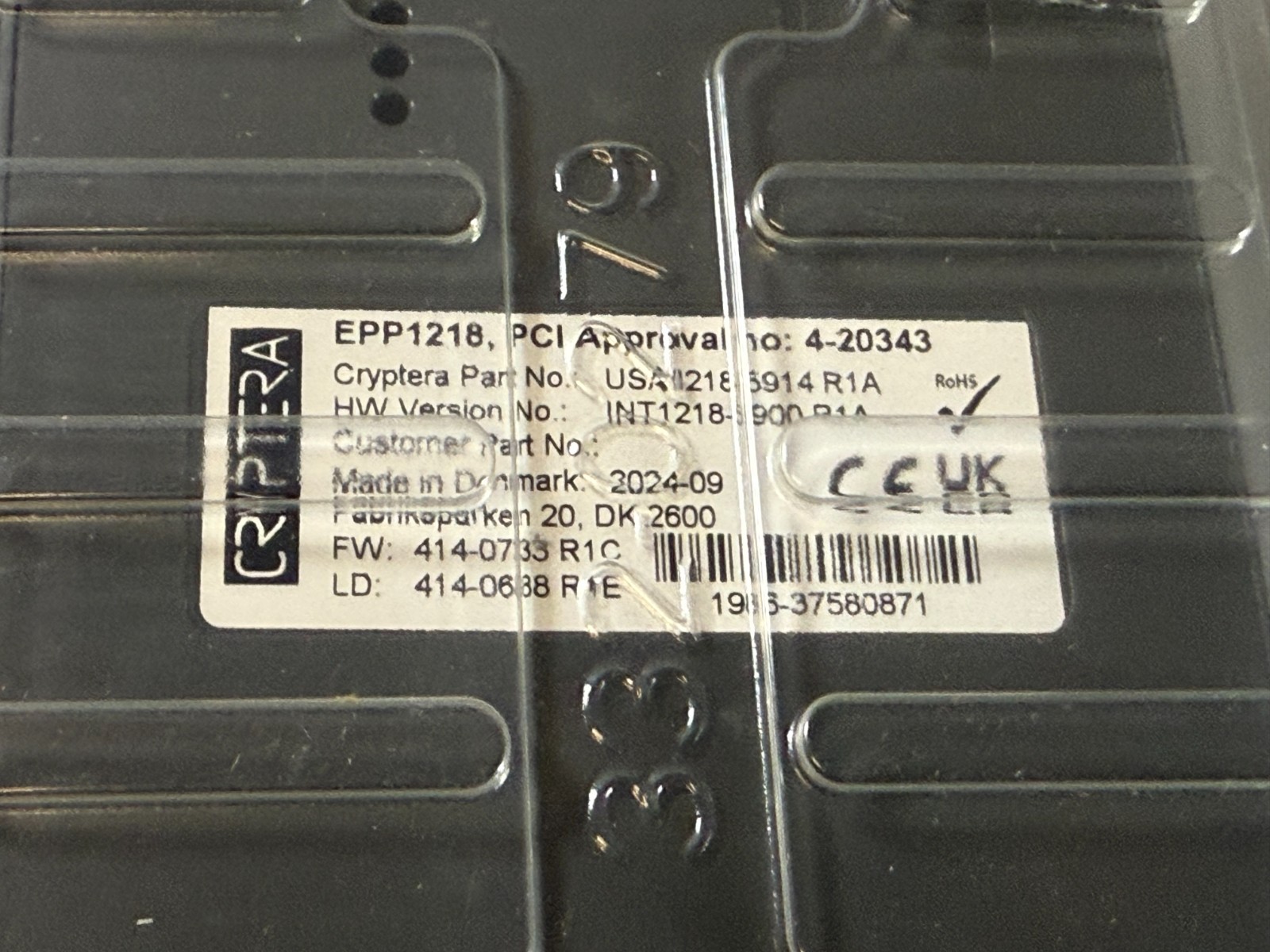 Cryptera EPP1218 Key Pin Pad | USA1218-5912 R1A, INT1218-5900 R1A