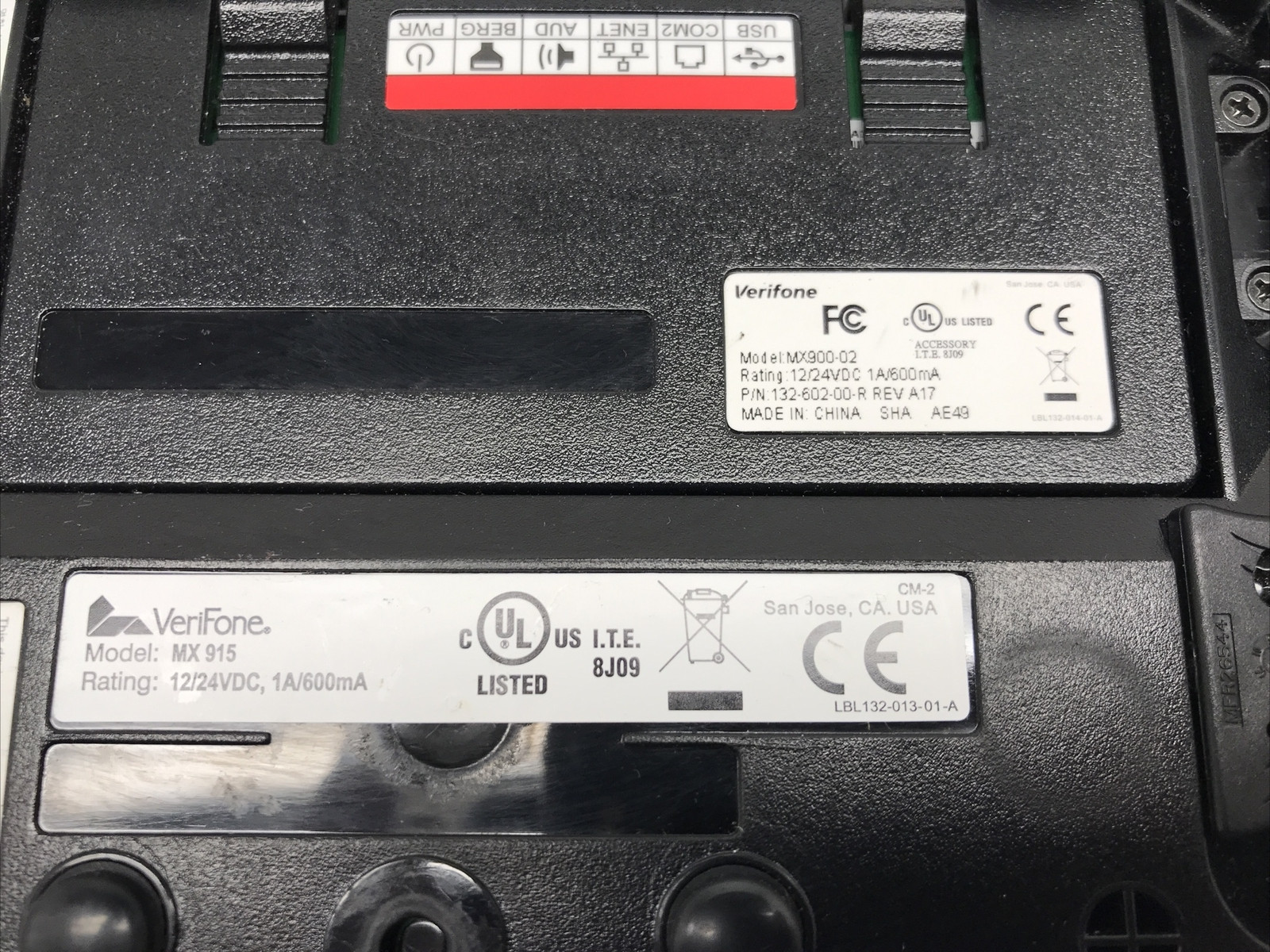 Lot of 3 UNTESTED Verifone MX915 credit card terminals w/ one MX900-02 module