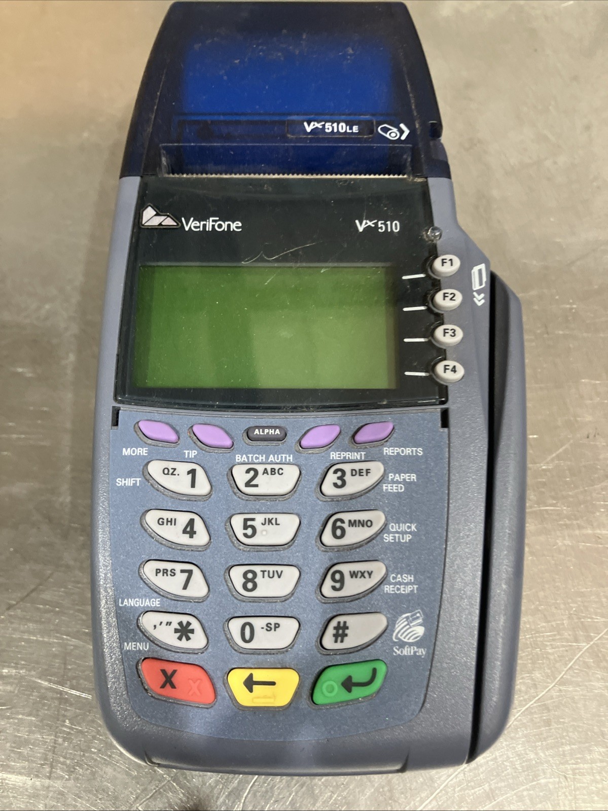 VERIFONE VX510 DIAL CREDIT CARD TERMINAL – PCI COMPLIANT NO POWER CORD C6-8