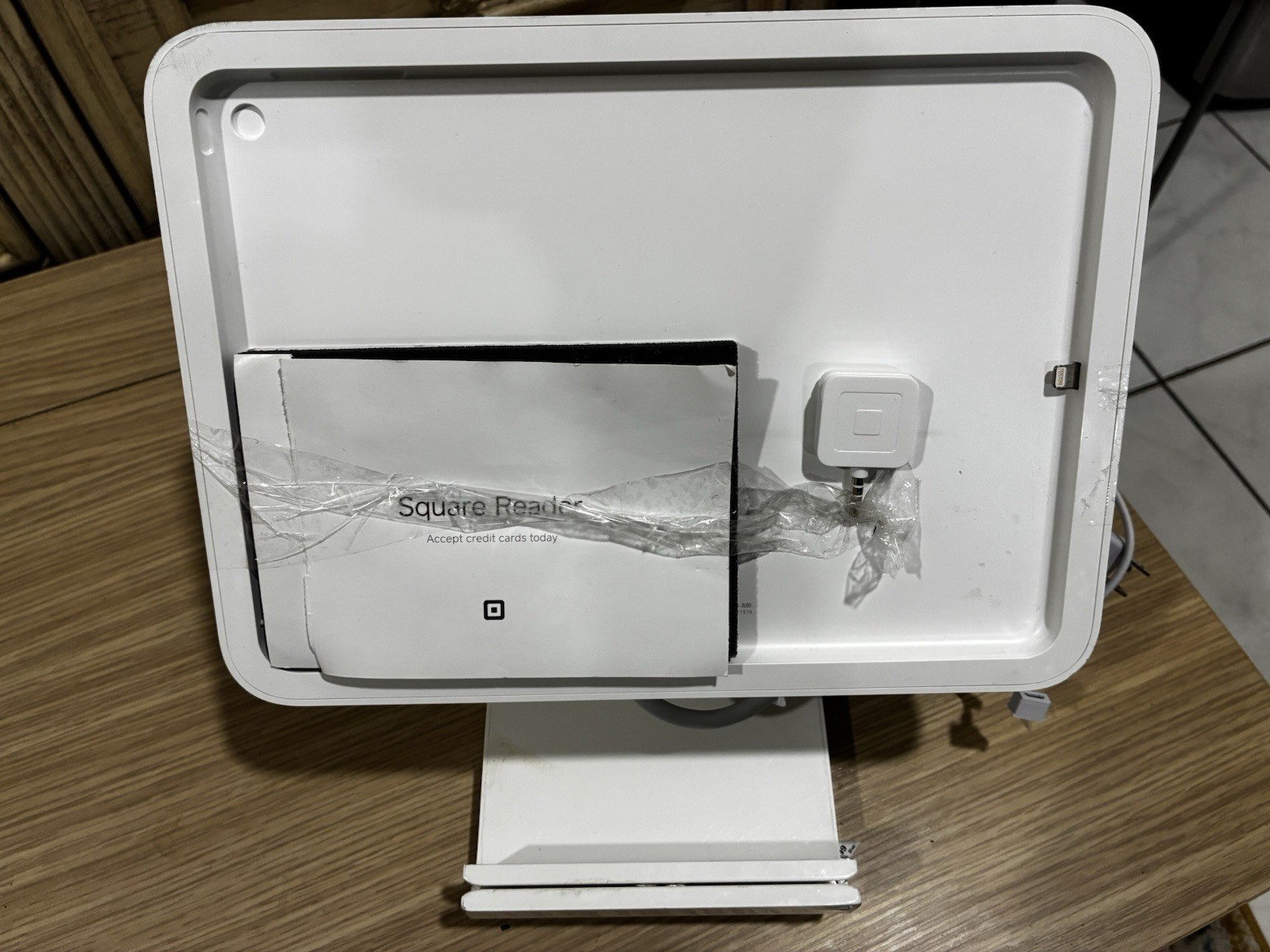 Square Stand for iPad – P.O.S System w/ Power Adapter & Cables, and CC Reader