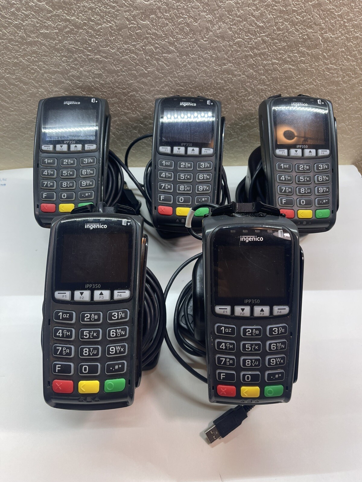 Lot Of 5 Ingenico IPP 350 USB Credit Card Terminal + (5) Stand Sen351009