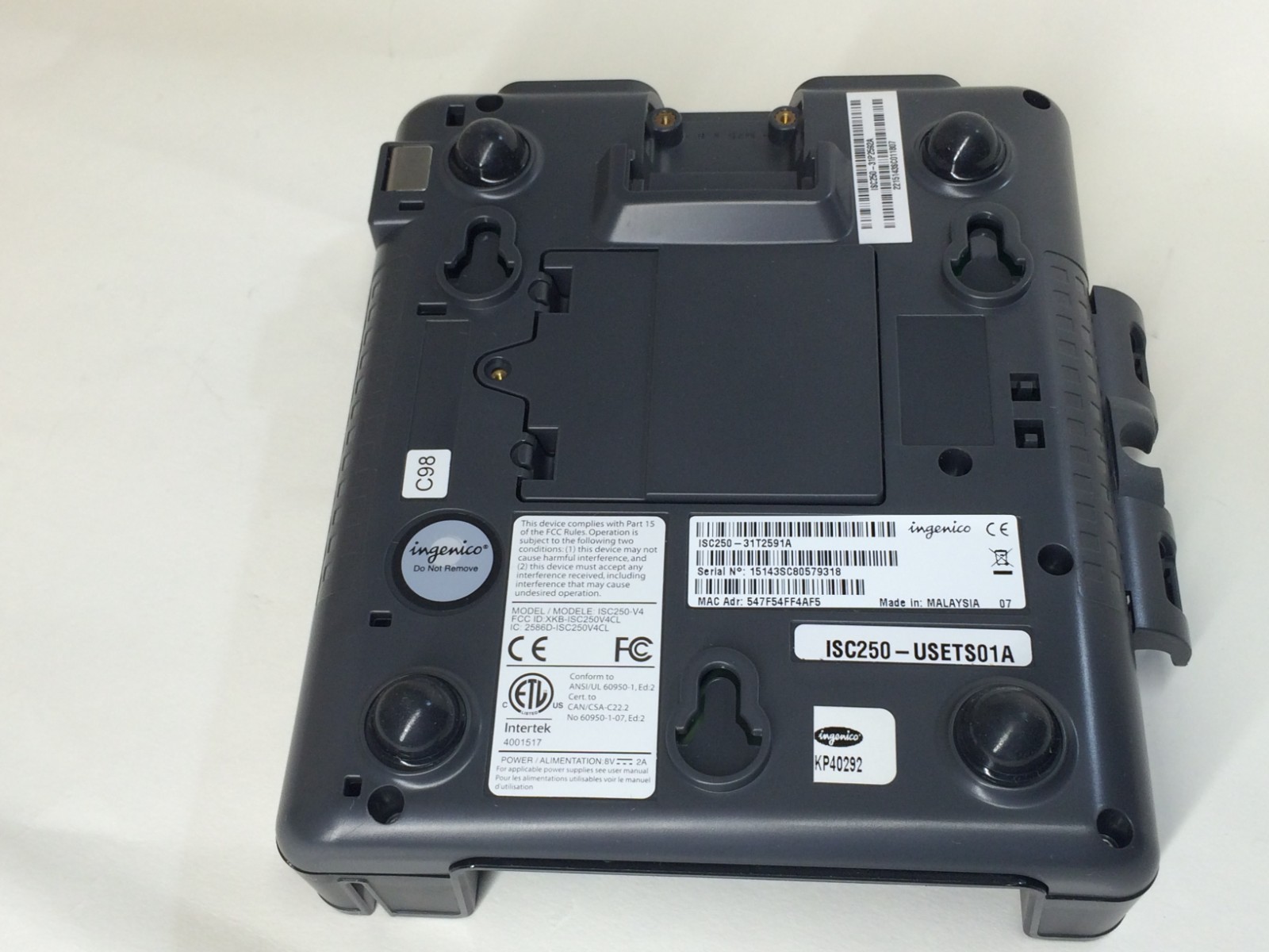 Ingenico ISC Touch 250 Credit Card Terminal ISC250-31P2592A ISC250-31P2591A