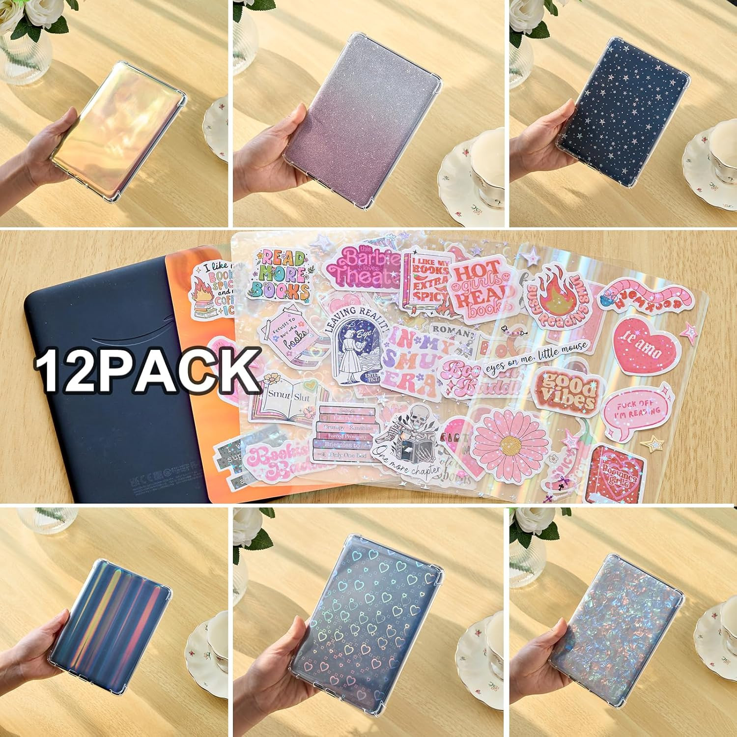 12PCS Inserts for E-Reader Clear Case Compatible with 6″ E-Reader Basic (6Pcs Gl