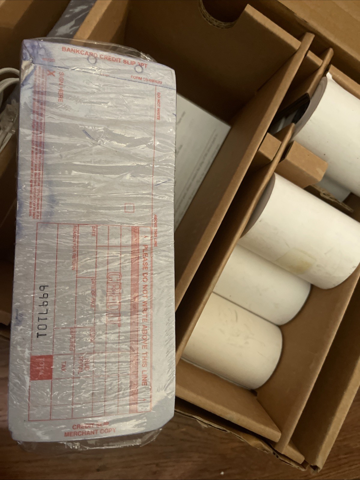 Lot First Data FD100 Credit Card Terminal +Power Adapter + 6 Rolls + Sale Strips