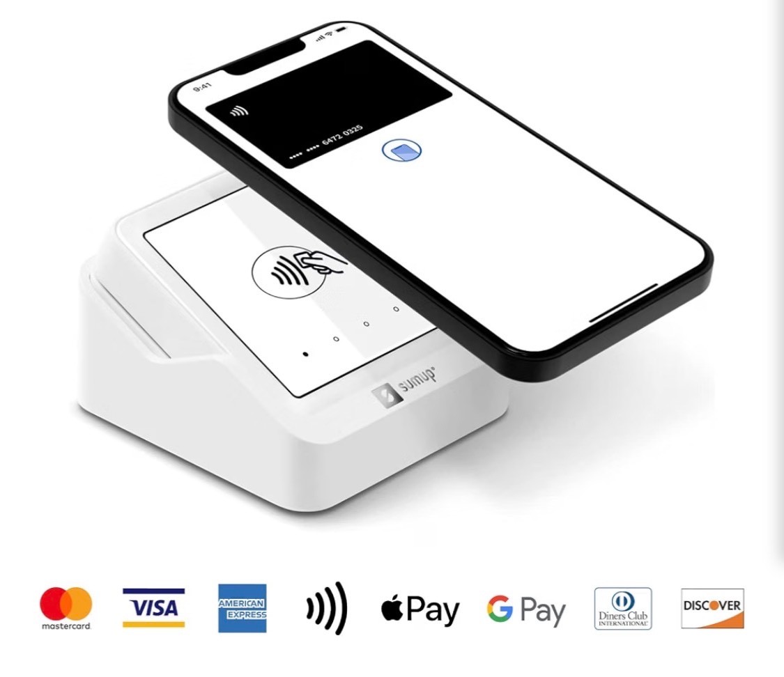 Credit Card Payment Card Reader with Charging Station. Full Touch-Screen Interfa